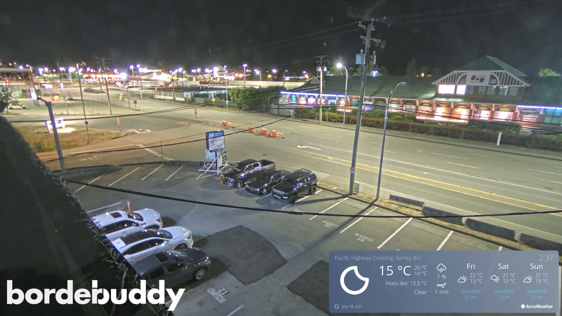 Surrey, Canada-USA  Border Canada Side Pasific Highway Crossing Check Toll Booth Live Cam - Douglas, Surrey, Metro Vancouver, British Columbia, Canada
