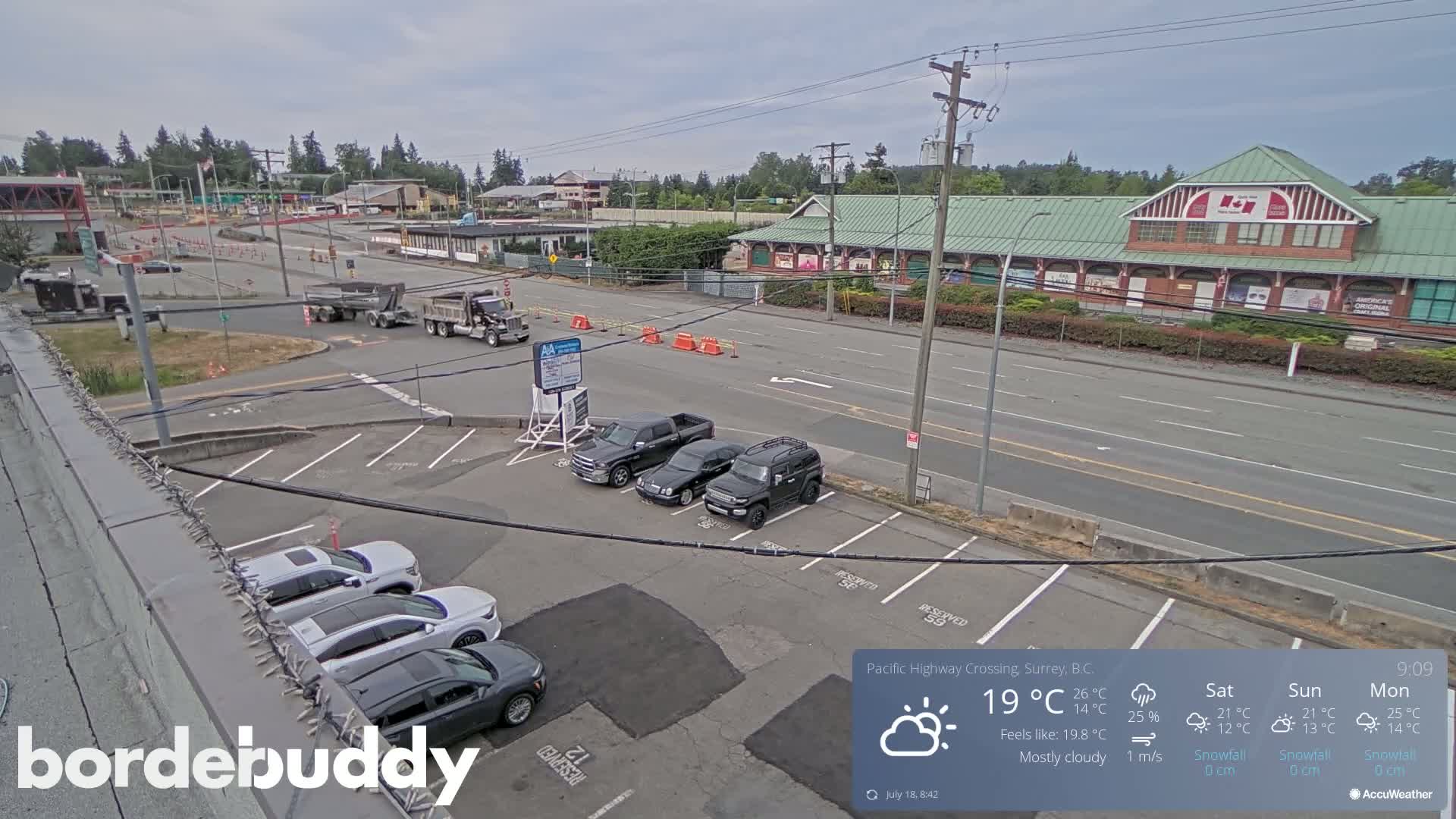 Surrey, Canada-USA  Border Canada Side Pasific Highway Crossing Check Toll Booth Live Cam - Douglas, Surrey, Metro Vancouver, British Columbia, Canada