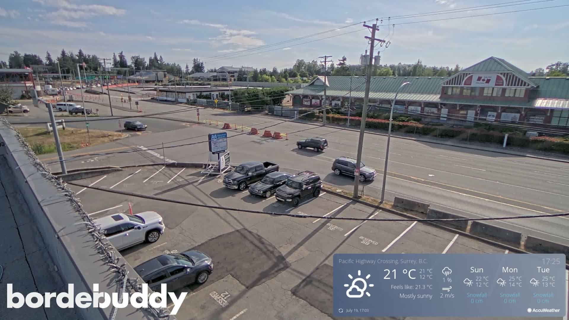 Surrey, Canada-USA  Border Canada Side Pasific Highway Crossing Check Toll Booth Live Cam - Douglas, Surrey, Metro Vancouver, British Columbia, Canada