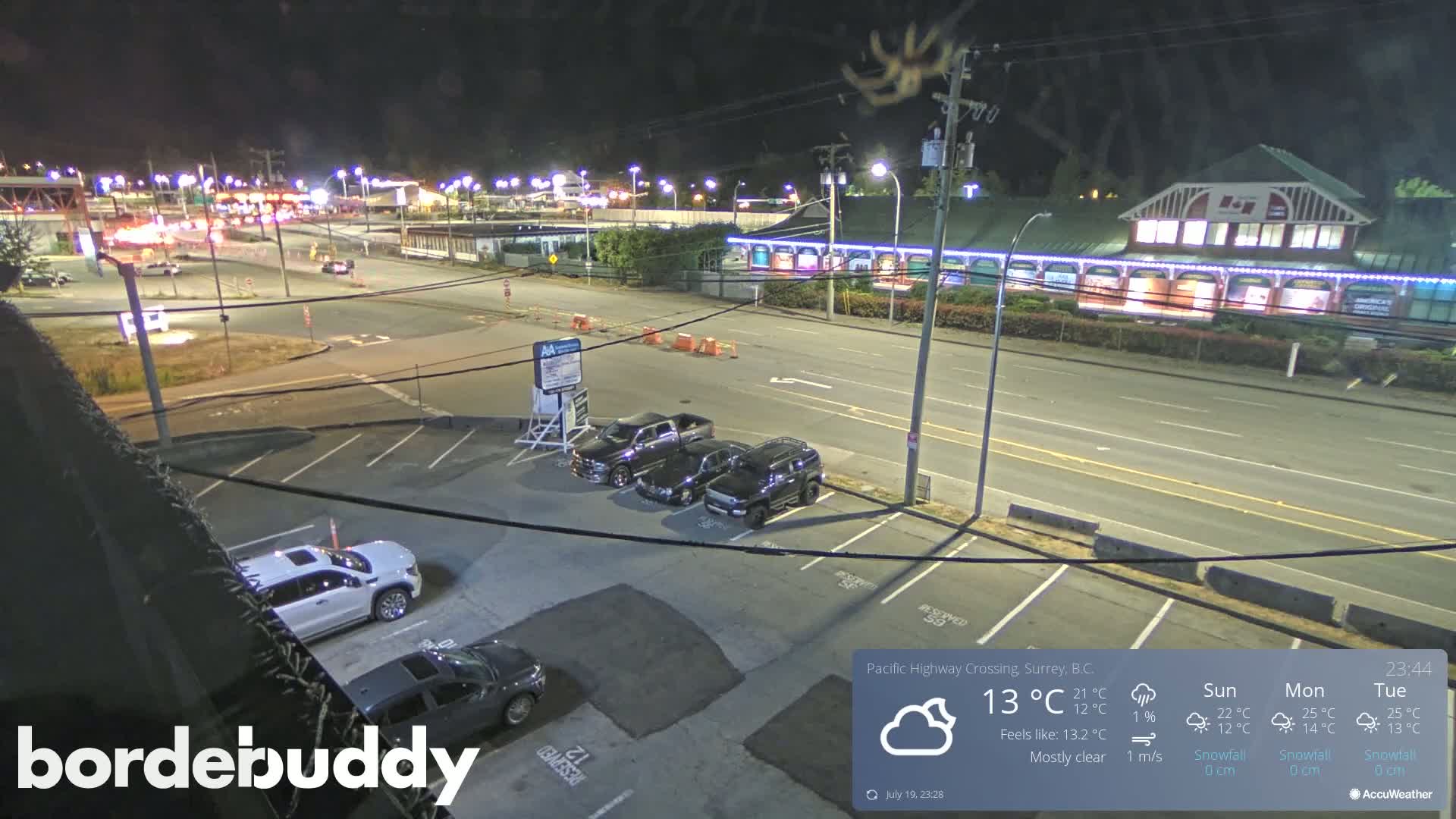 Surrey, Canada-USA  Border Canada Side Pasific Highway Crossing Check Toll Booth Live Cam - Douglas, Surrey, Metro Vancouver, British Columbia, Canada