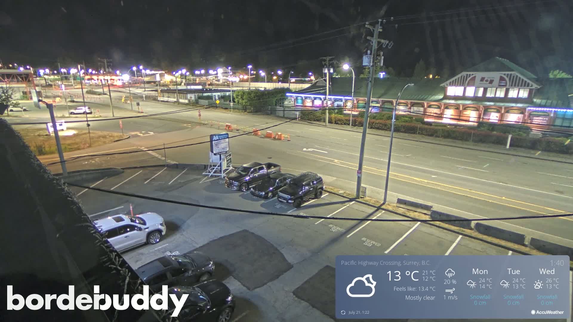 Surrey, Canada-USA  Border Canada Side Pasific Highway Crossing Check Toll Booth Live Cam - Douglas, Surrey, Metro Vancouver, British Columbia, Canada