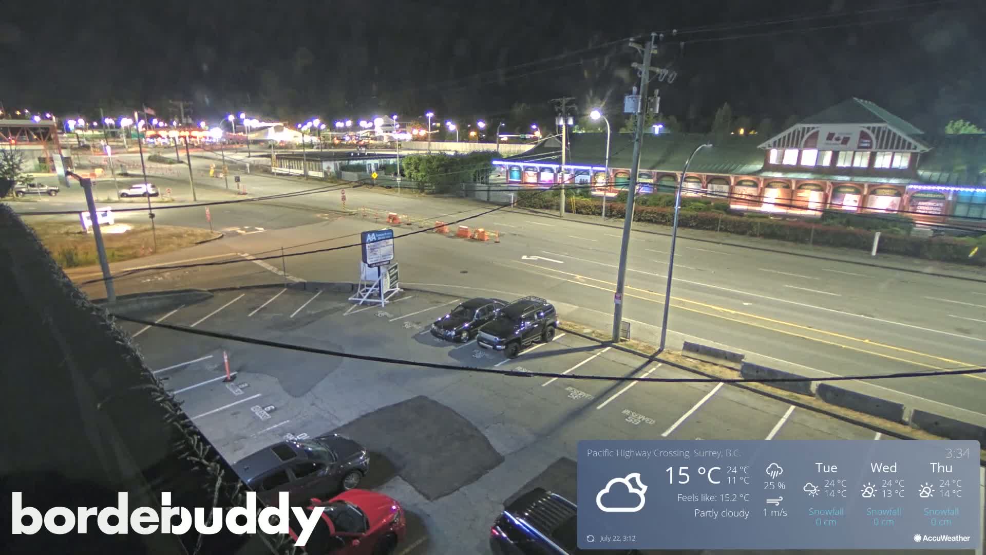 Surrey, Canada-USA  Border Canada Side Pasific Highway Crossing Check Toll Booth Live Cam - Douglas, Surrey, Metro Vancouver, British Columbia, Canada