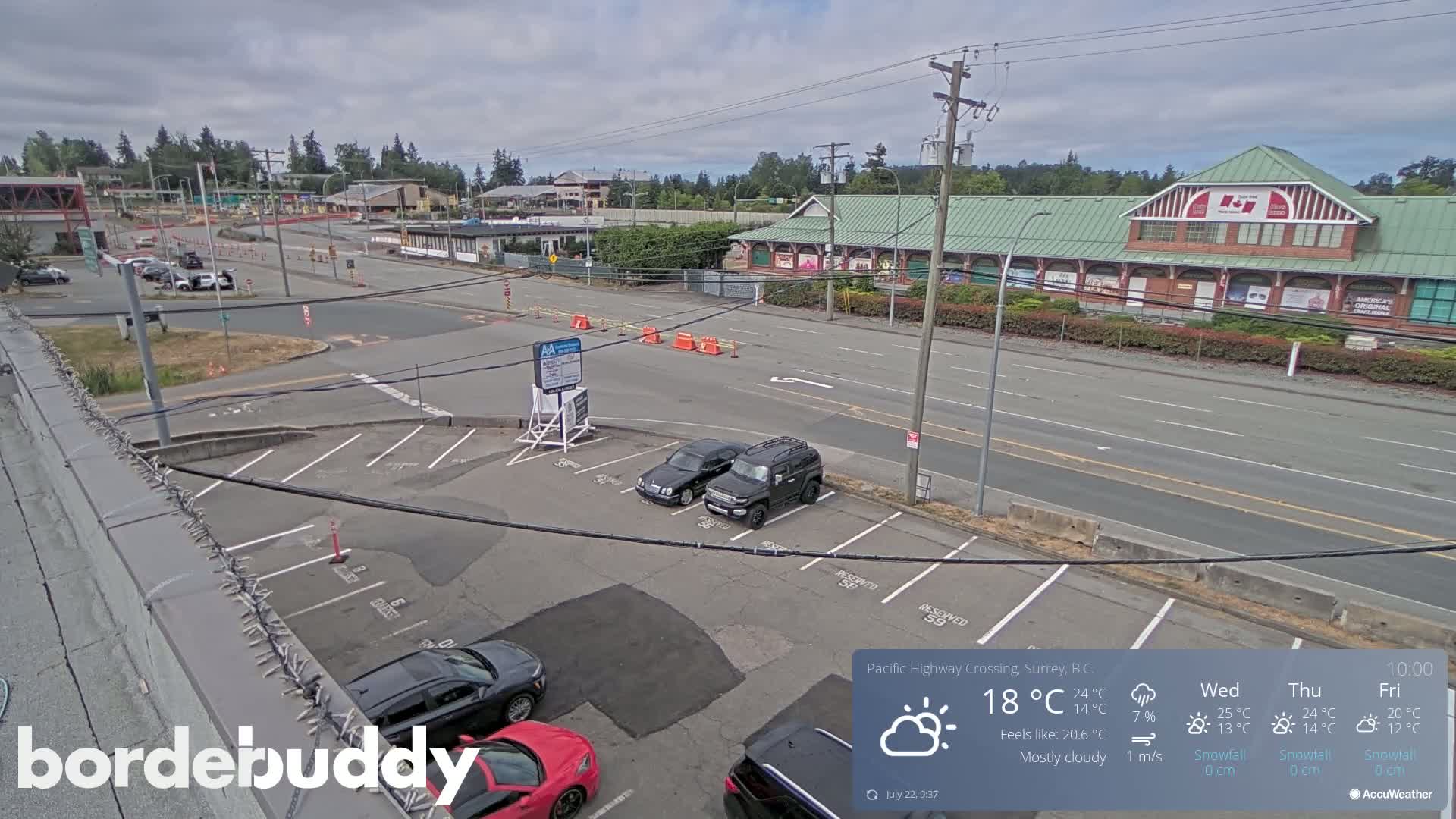 Surrey, Canada-USA  Border Canada Side Pasific Highway Crossing Check Toll Booth Live Cam - Douglas, Surrey, Metro Vancouver, British Columbia, Canada