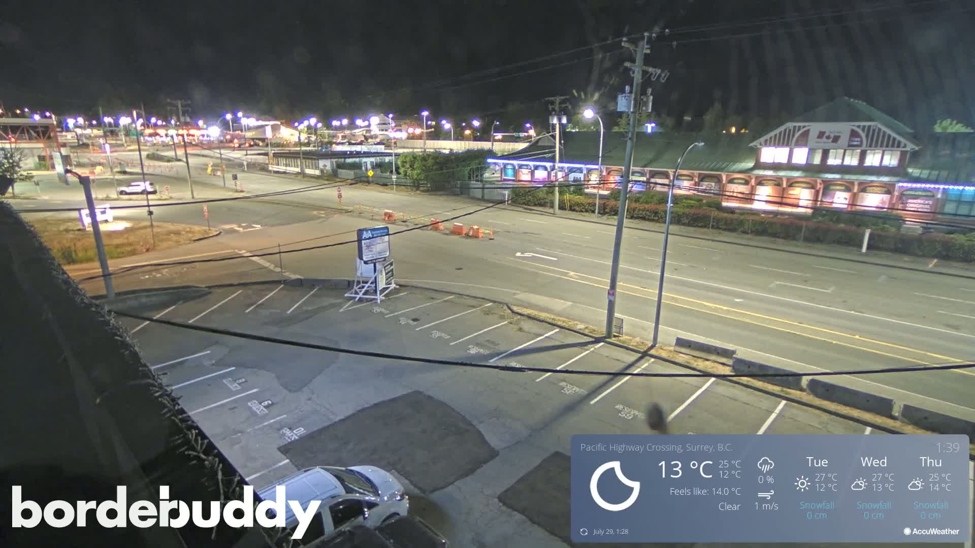 Surrey, Canada-USA  Border Canada Side Pasific Highway Crossing Check Toll Booth Live Cam - Douglas, Surrey, Metro Vancouver, British Columbia, Canada