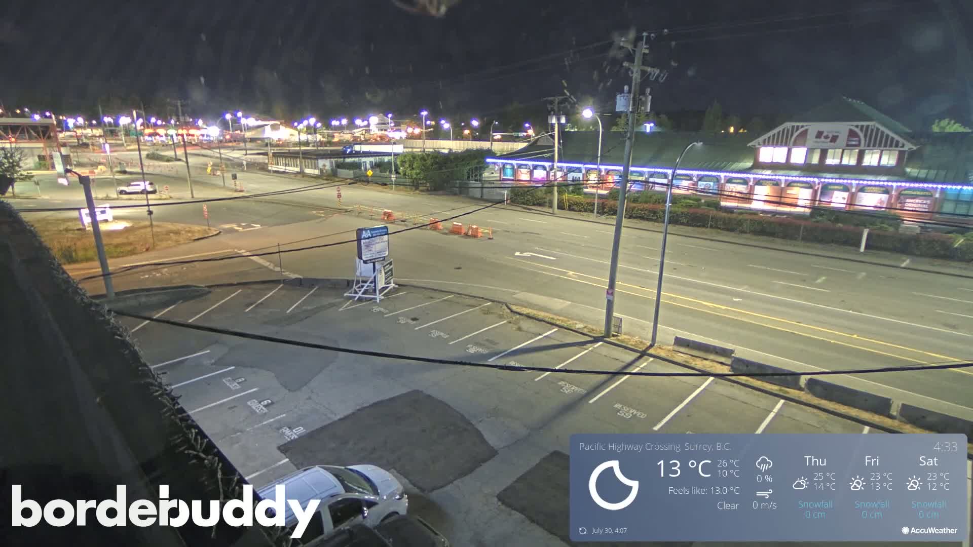 Surrey, Canada-USA  Border Canada Side Pasific Highway Crossing Check Toll Booth Live Cam - Douglas, Surrey, Metro Vancouver, British Columbia, Canada
