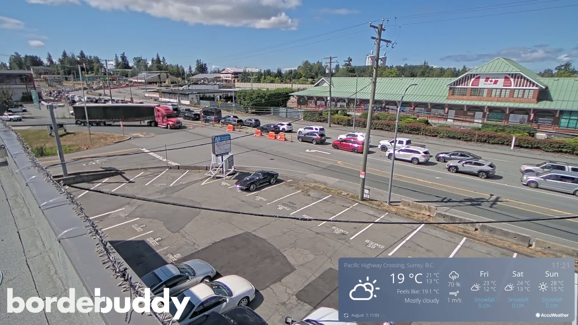 Surrey, Canada-USA  Border Canada Side Pasific Highway Crossing Check Toll Booth Live Cam - Douglas, Surrey, Metro Vancouver, British Columbia, Canada