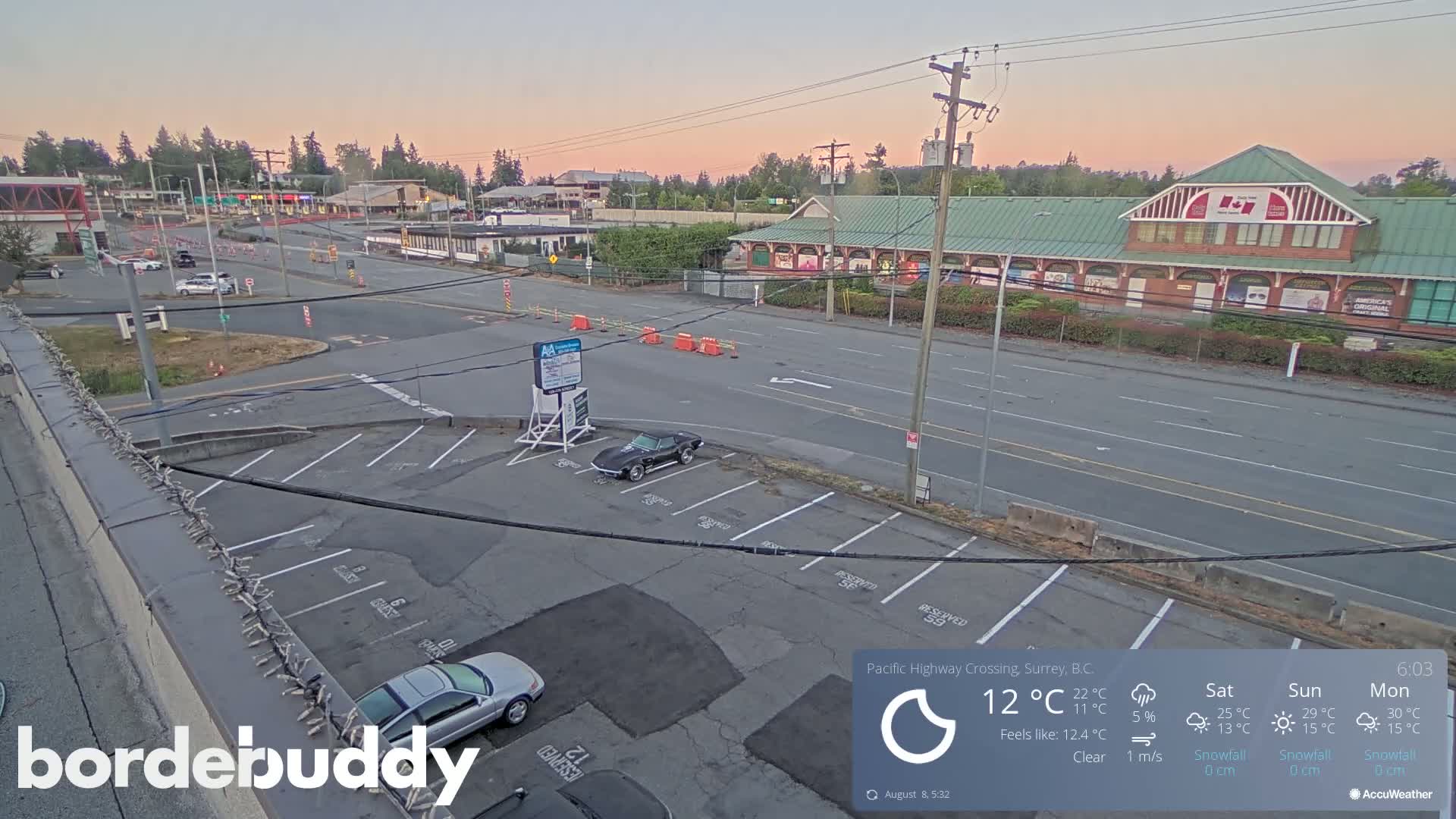 Surrey, Canada-USA  Border Canada Side Pasific Highway Crossing Check Toll Booth Live Cam - Douglas, Surrey, Metro Vancouver, British Columbia, Canada