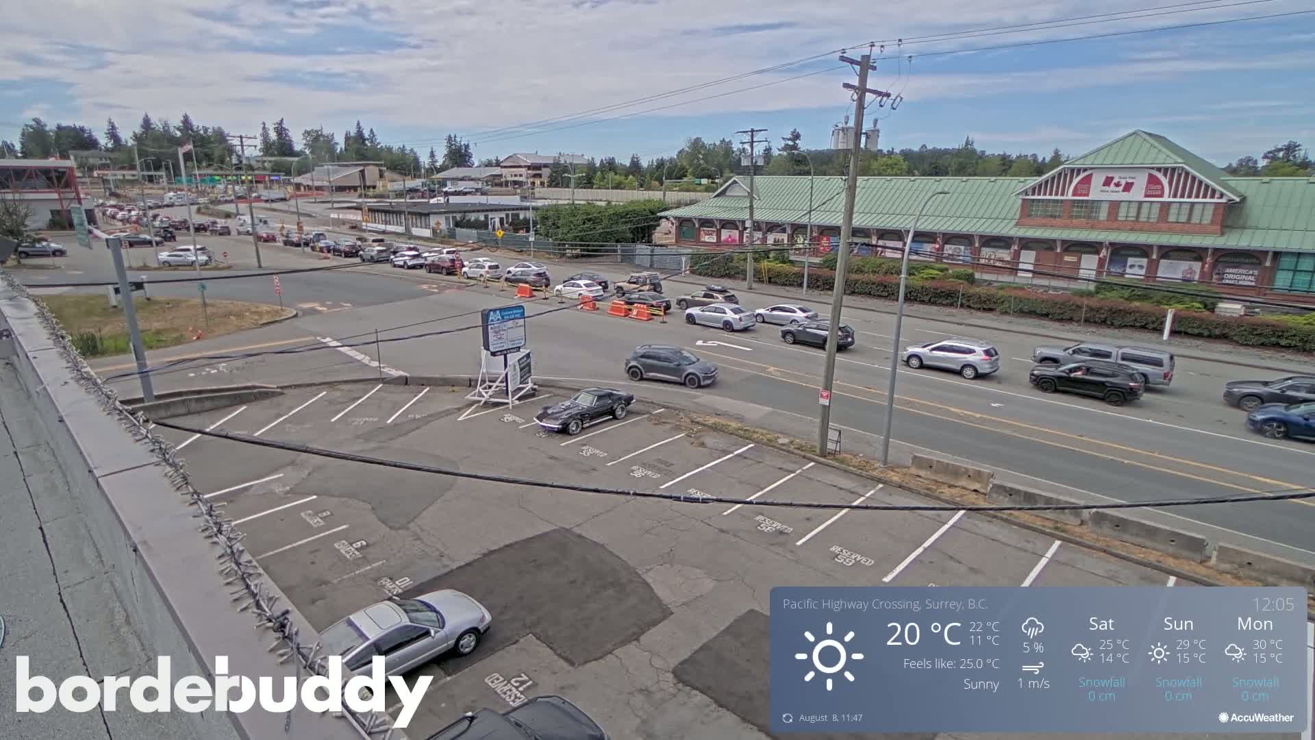 Surrey, Canada-USA  Border Canada Side Pasific Highway Crossing Check Toll Booth Live Cam - Douglas, Surrey, Metro Vancouver, British Columbia, Canada