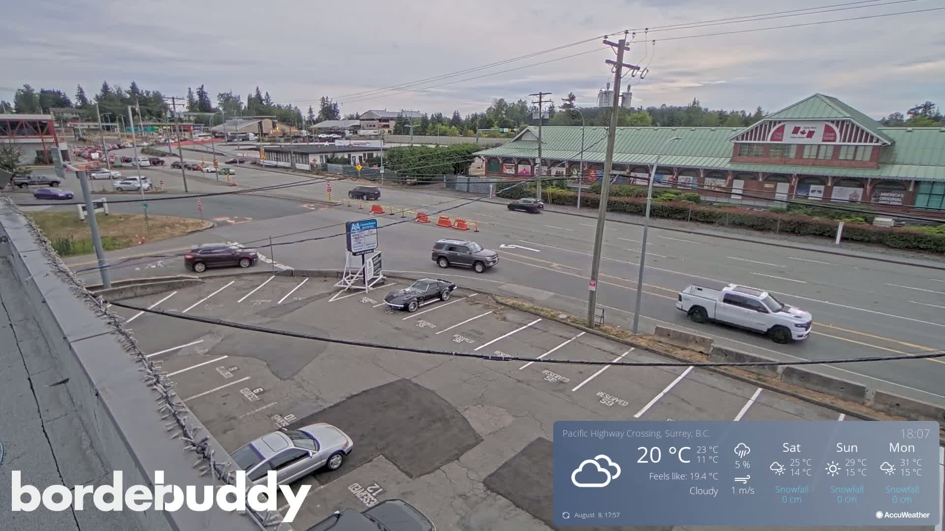 Surrey, Canada-USA  Border Canada Side Pasific Highway Crossing Check Toll Booth Live Cam - Douglas, Surrey, Metro Vancouver, British Columbia, Canada
