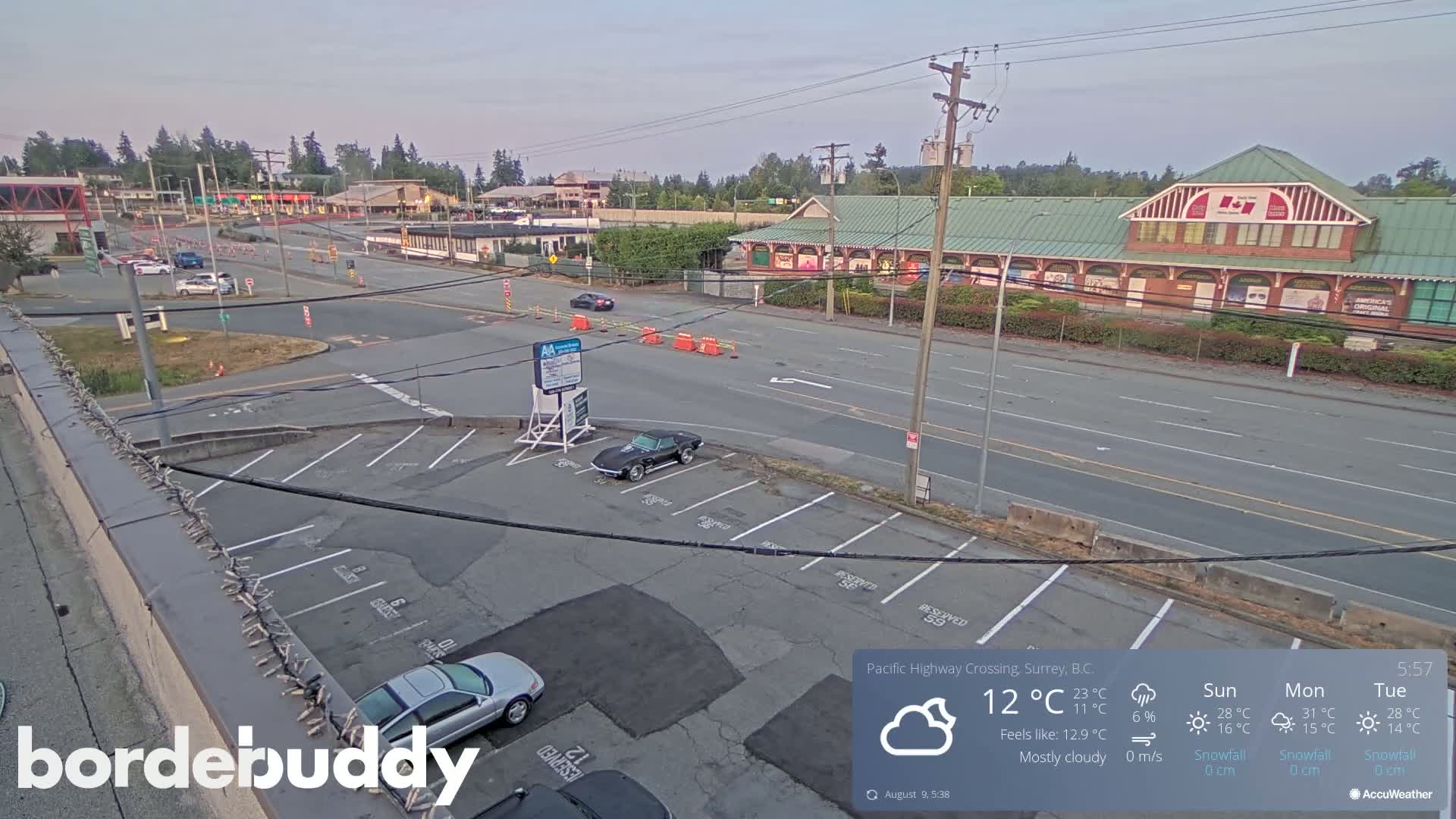 Surrey, Canada-USA  Border Canada Side Pasific Highway Crossing Check Toll Booth Live Cam - Douglas, Surrey, Metro Vancouver, British Columbia, Canada