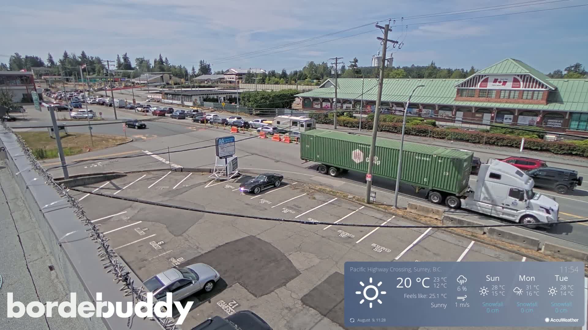 Surrey, Canada-USA  Border Canada Side Pasific Highway Crossing Check Toll Booth Live Cam - Douglas, Surrey, Metro Vancouver, British Columbia, Canada