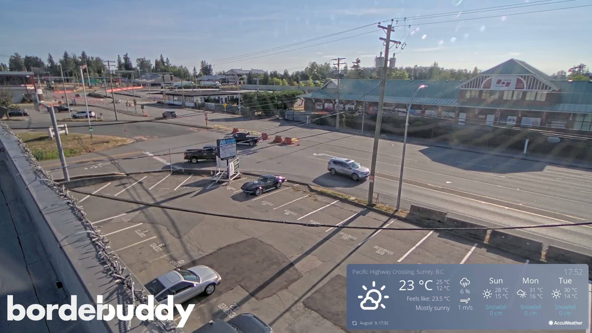 Surrey, Canada-USA  Border Canada Side Pasific Highway Crossing Check Toll Booth Live Cam - Douglas, Surrey, Metro Vancouver, British Columbia, Canada