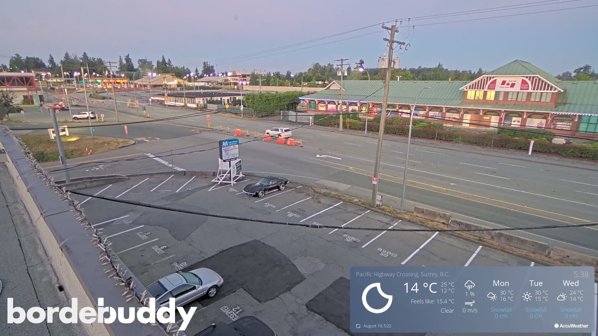 Surrey, Canada-USA  Border Canada Side Pasific Highway Crossing Check Toll Booth Live Cam - Douglas, Surrey, Metro Vancouver, British Columbia, Canada