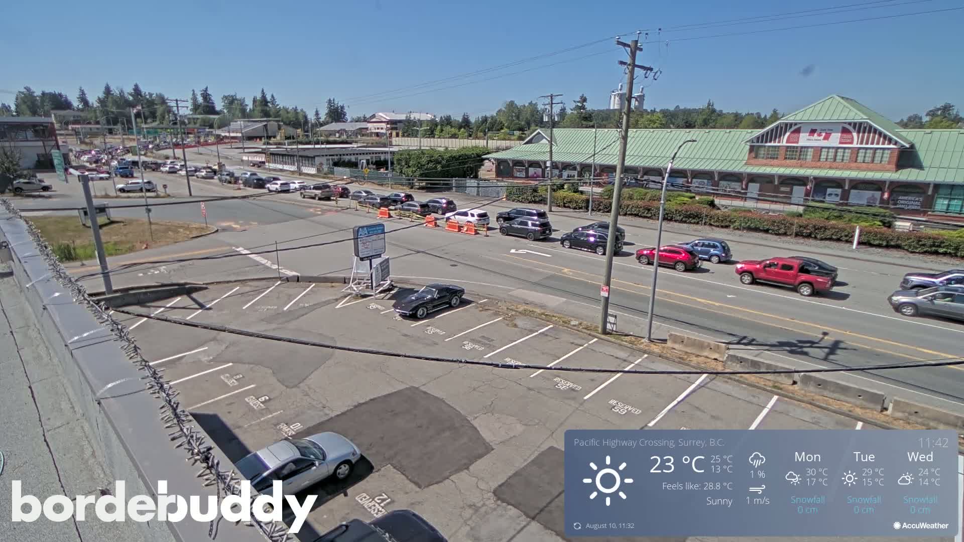 Surrey, Canada-USA  Border Canada Side Pasific Highway Crossing Check Toll Booth Live Cam - Douglas, Surrey, Metro Vancouver, British Columbia, Canada