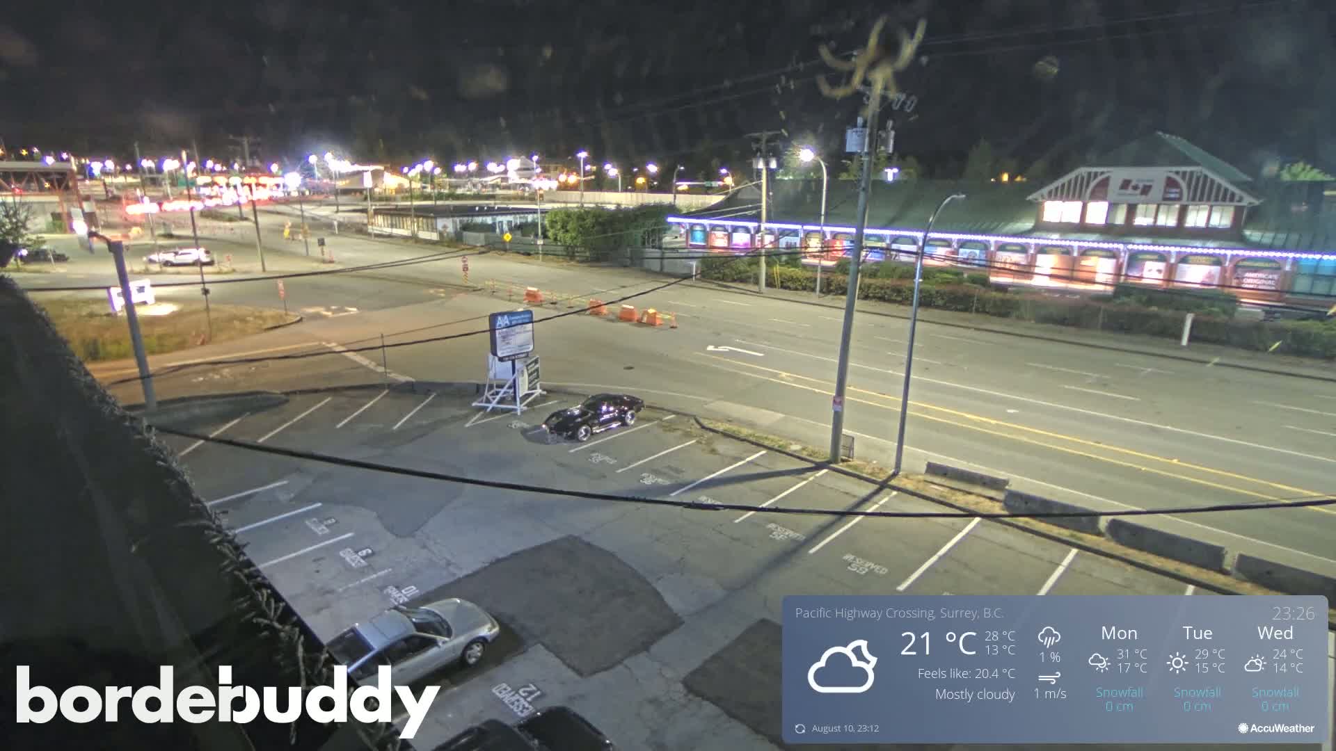 Surrey, Canada-USA  Border Canada Side Pasific Highway Crossing Check Toll Booth Live Cam - Douglas, Surrey, Metro Vancouver, British Columbia, Canada