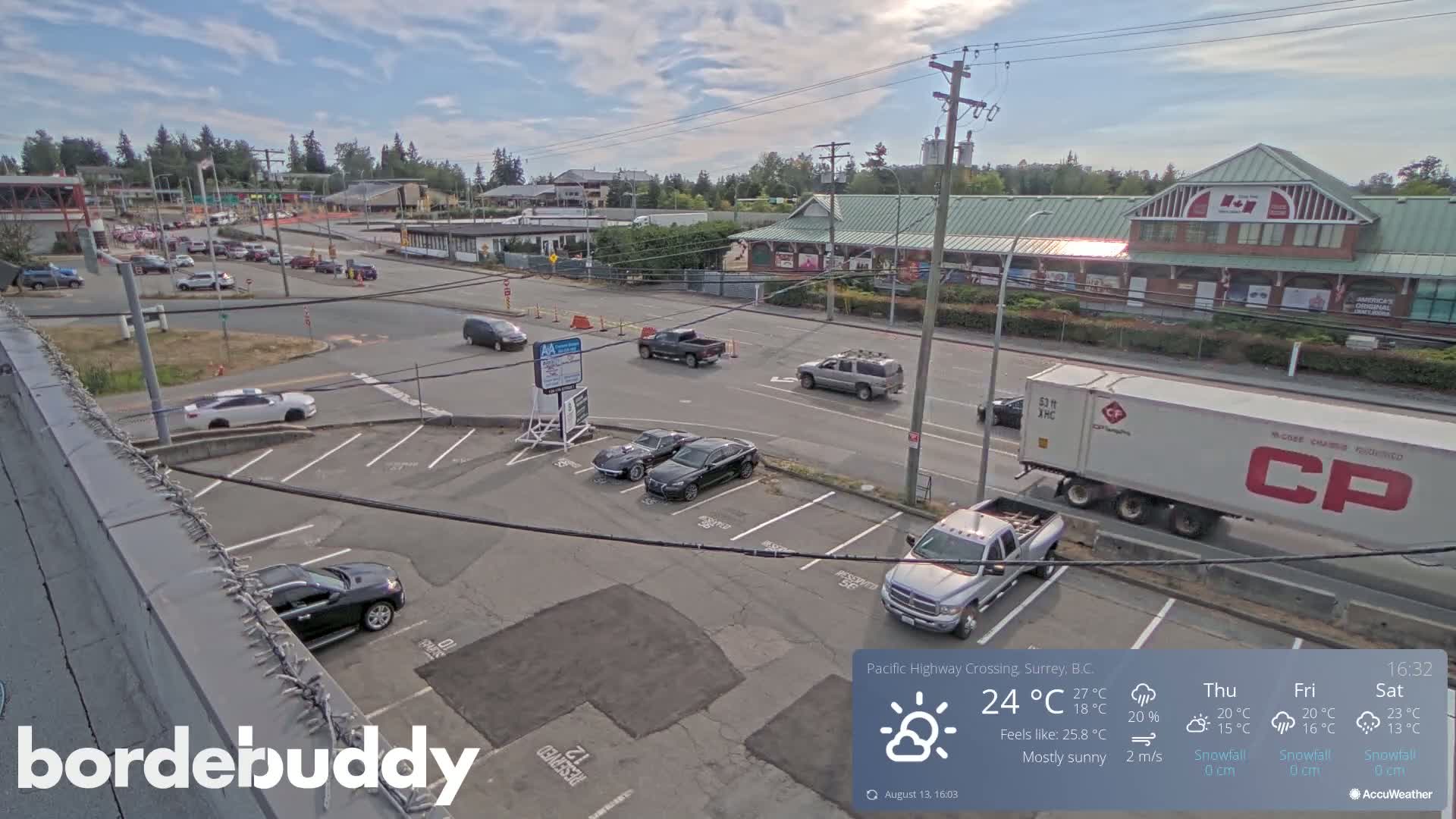 Surrey, Canada-USA  Border Canada Side Pasific Highway Crossing Check Toll Booth Live Cam - Douglas, Surrey, Metro Vancouver, British Columbia, Canada