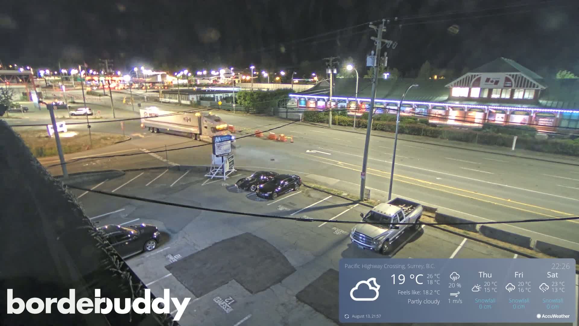 Surrey, Canada-USA  Border Canada Side Pasific Highway Crossing Check Toll Booth Live Cam - Douglas, Surrey, Metro Vancouver, British Columbia, Canada