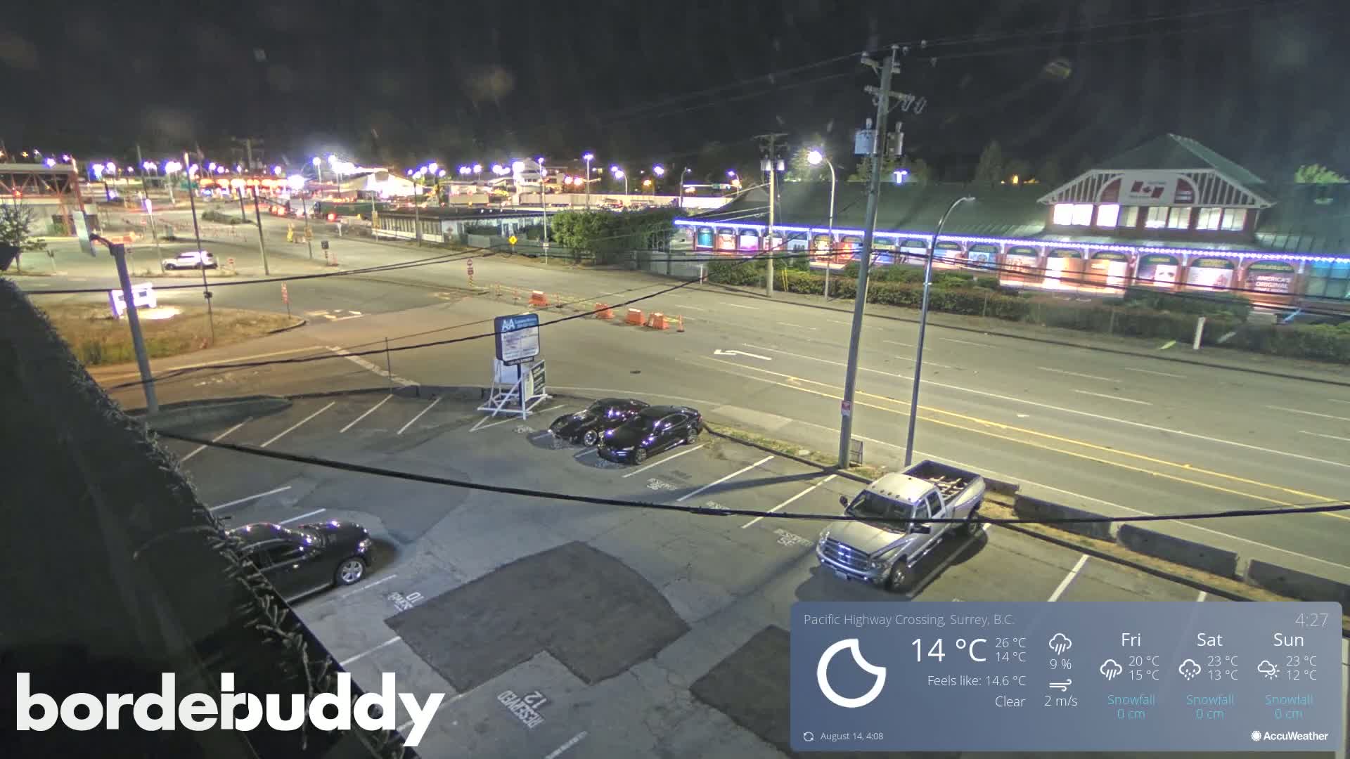 Surrey, Canada-USA  Border Canada Side Pasific Highway Crossing Check Toll Booth Live Cam - Douglas, Surrey, Metro Vancouver, British Columbia, Canada