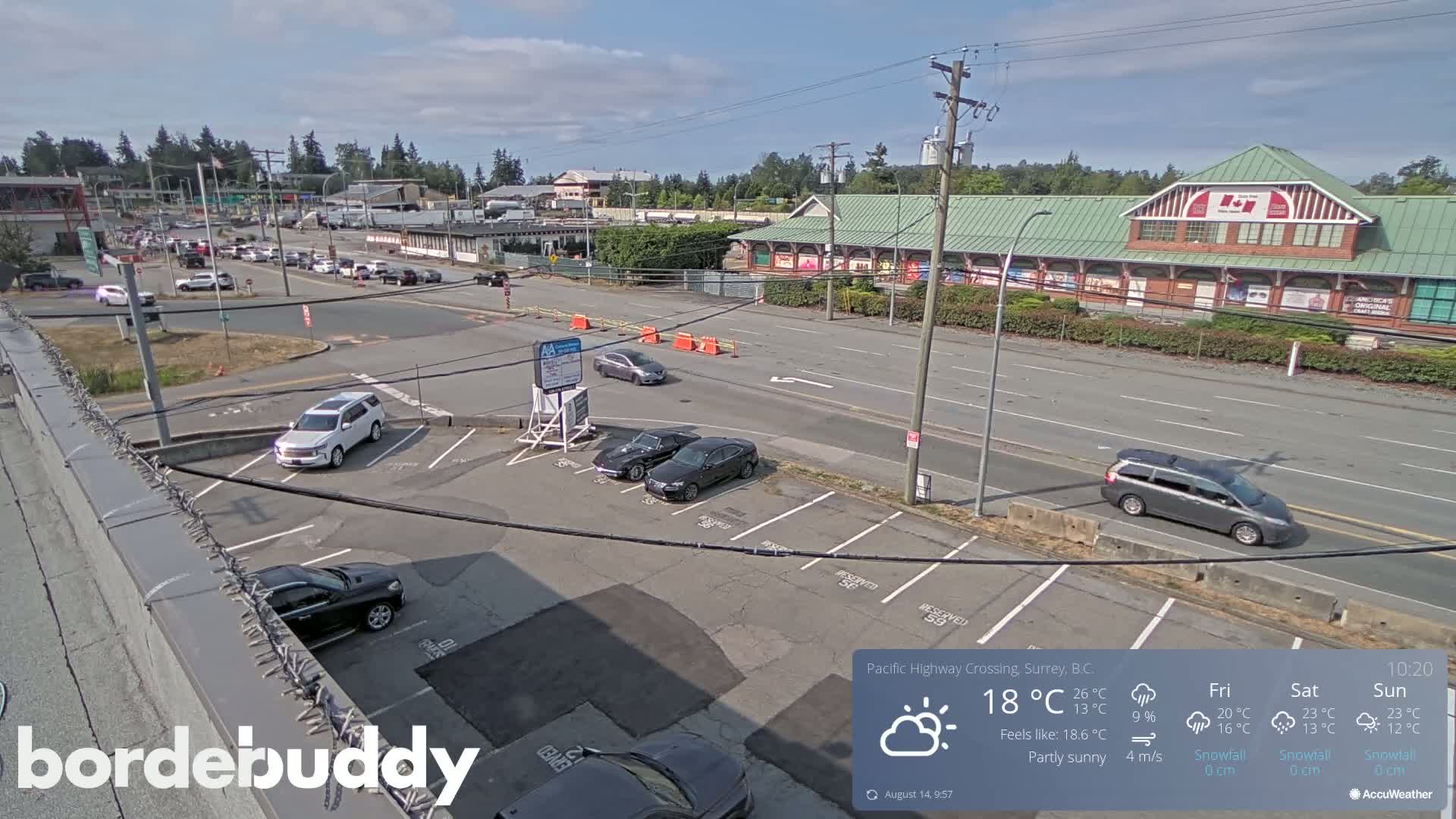 Surrey, Canada-USA  Border Canada Side Pasific Highway Crossing Check Toll Booth Live Cam - Douglas, Surrey, Metro Vancouver, British Columbia, Canada
