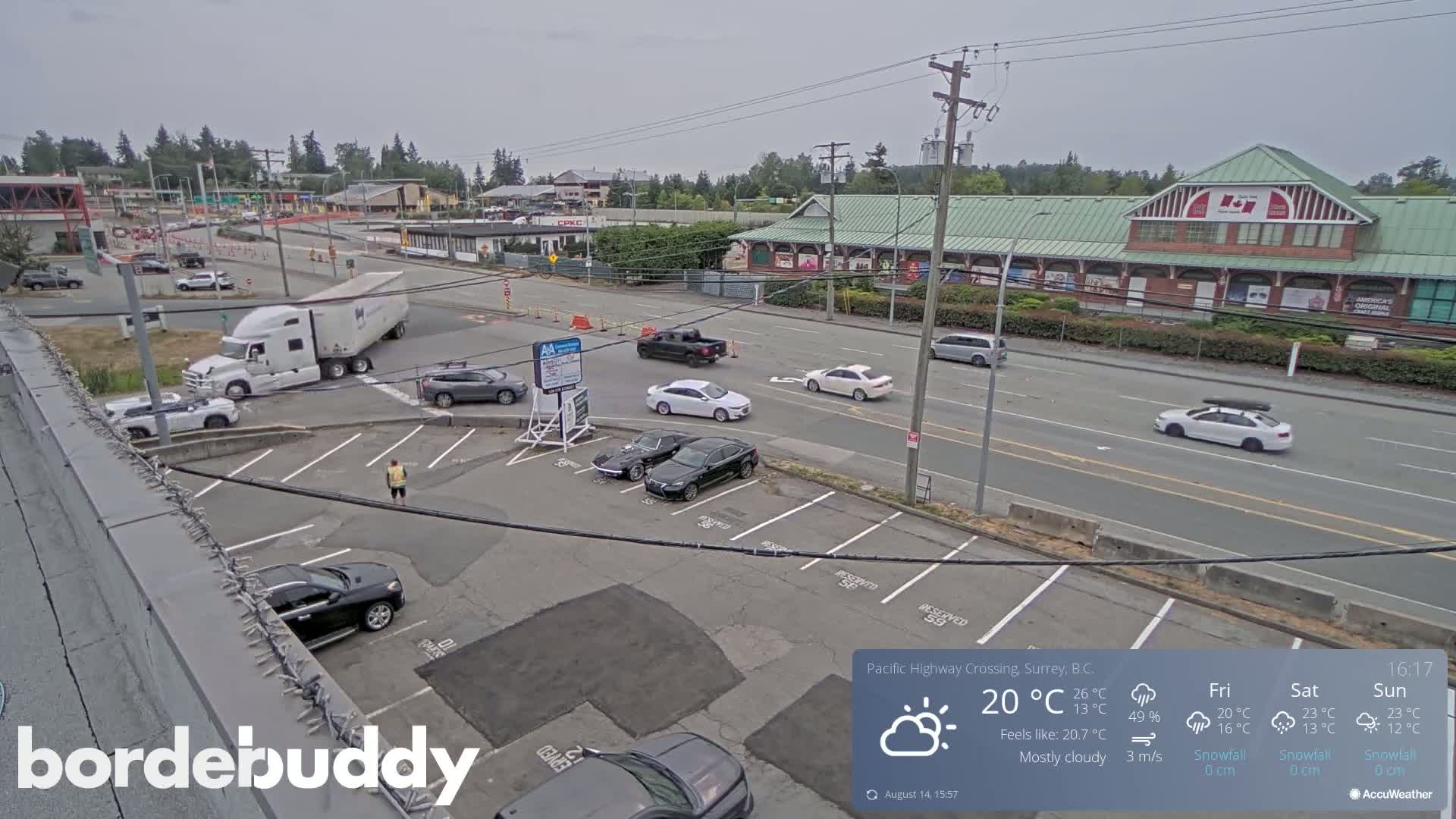Surrey, Canada-USA  Border Canada Side Pasific Highway Crossing Check Toll Booth Live Cam - Douglas, Surrey, Metro Vancouver, British Columbia, Canada