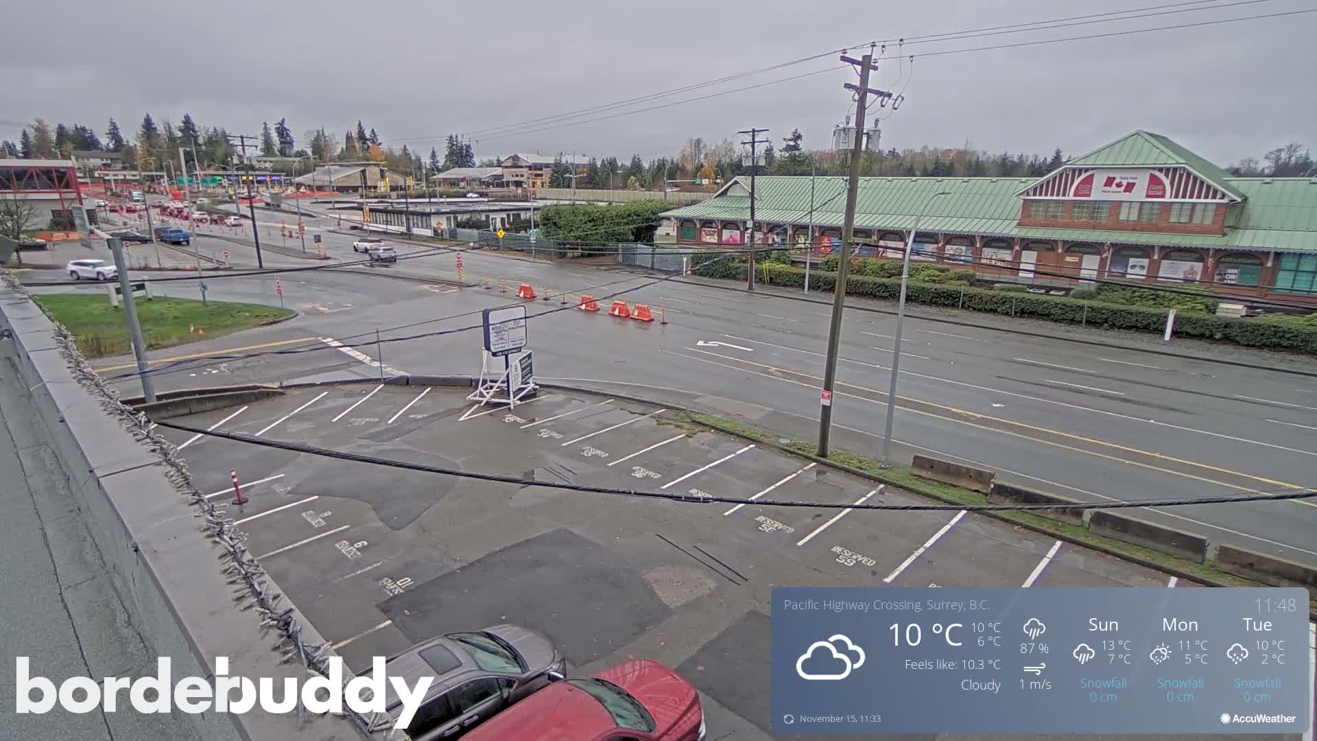 Surrey, Canada-USA  Border Canada Side Pasific Highway Crossing Check Toll Booth Live Cam - Douglas, Surrey, Metro Vancouver, British Columbia, Canada
