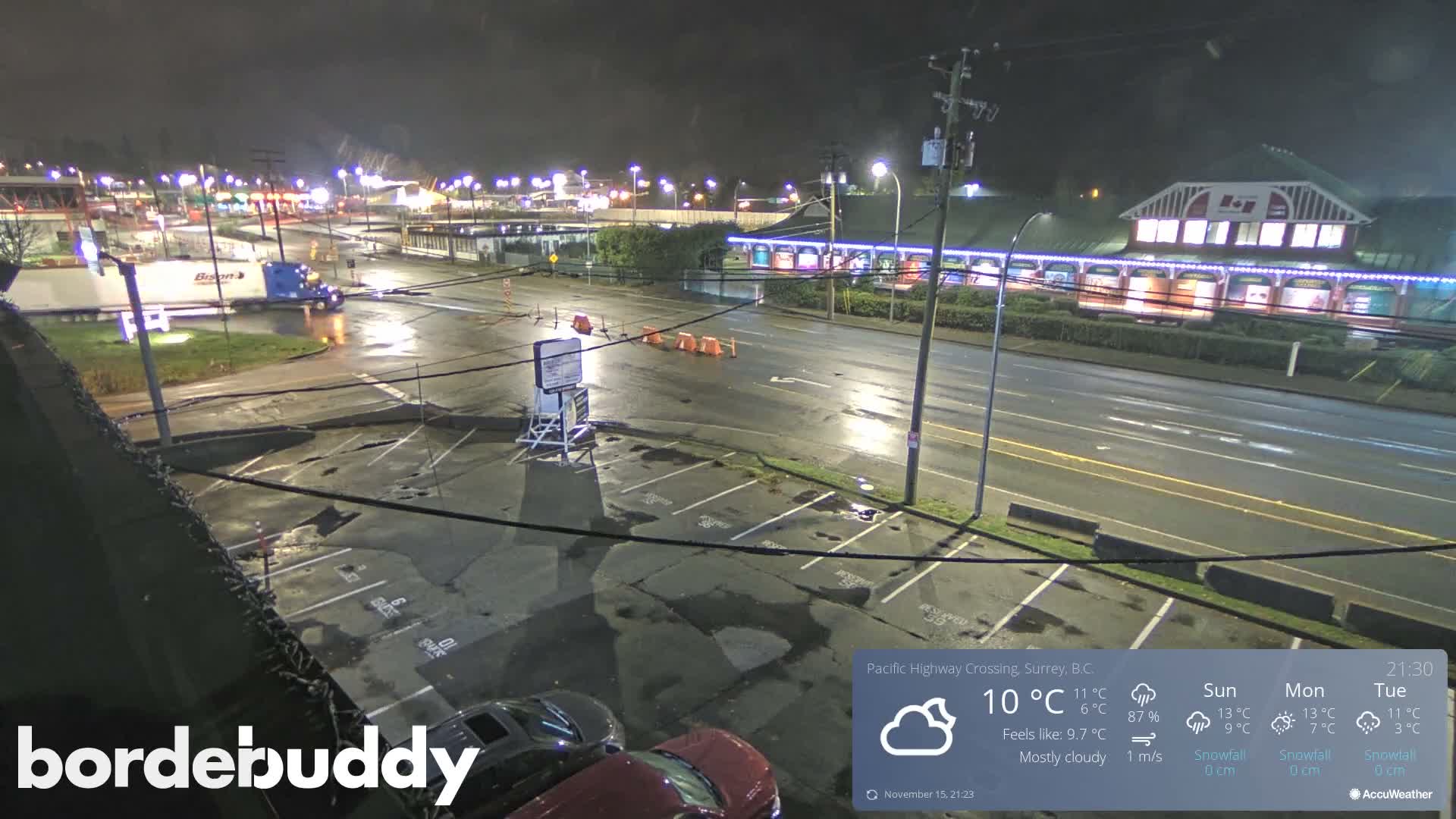 Surrey, Canada-USA  Border Canada Side Pasific Highway Crossing Check Toll Booth Live Cam - Douglas, Surrey, Metro Vancouver, British Columbia, Canada