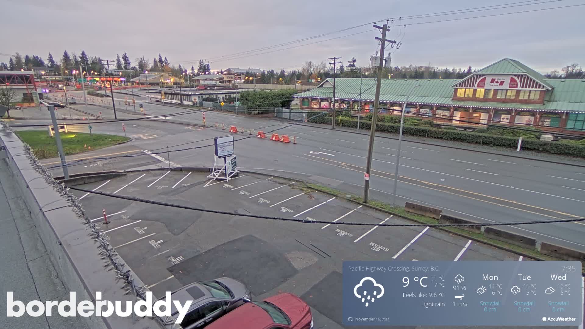 Surrey, Canada-USA  Border Canada Side Pasific Highway Crossing Check Toll Booth Live Cam - Douglas, Surrey, Metro Vancouver, British Columbia, Canada