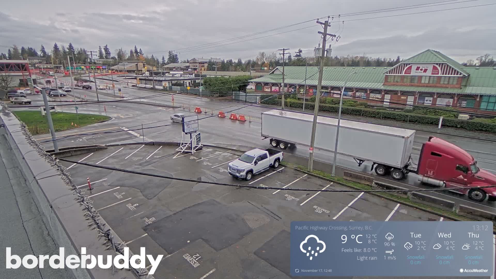 Surrey, Canada-USA  Border Canada Side Pasific Highway Crossing Check Toll Booth Live Cam - Douglas, Surrey, Metro Vancouver, British Columbia, Canada