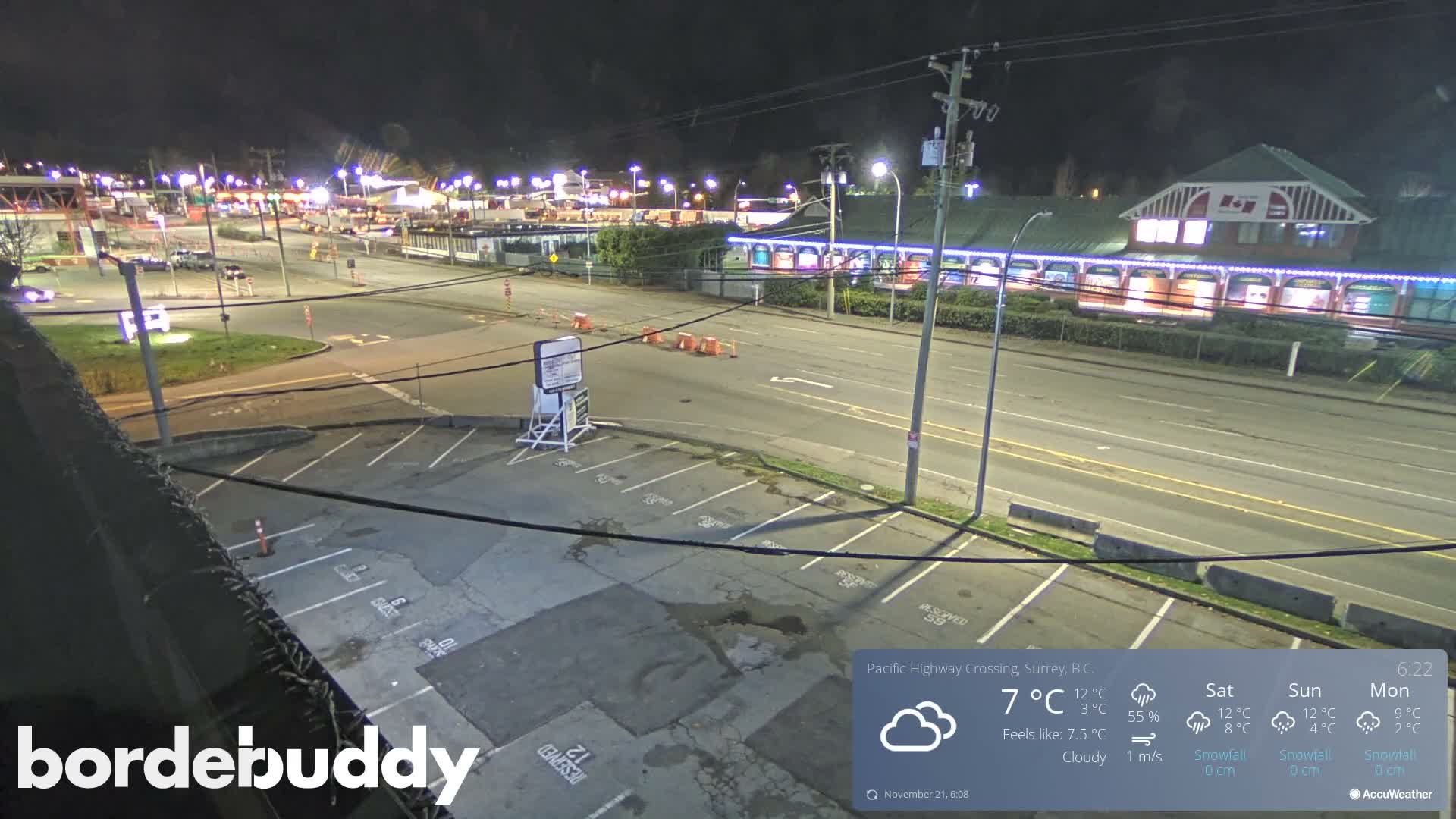 Surrey, Canada-USA  Border Canada Side Pasific Highway Crossing Check Toll Booth Live Cam - Douglas, Surrey, Metro Vancouver, British Columbia, Canada