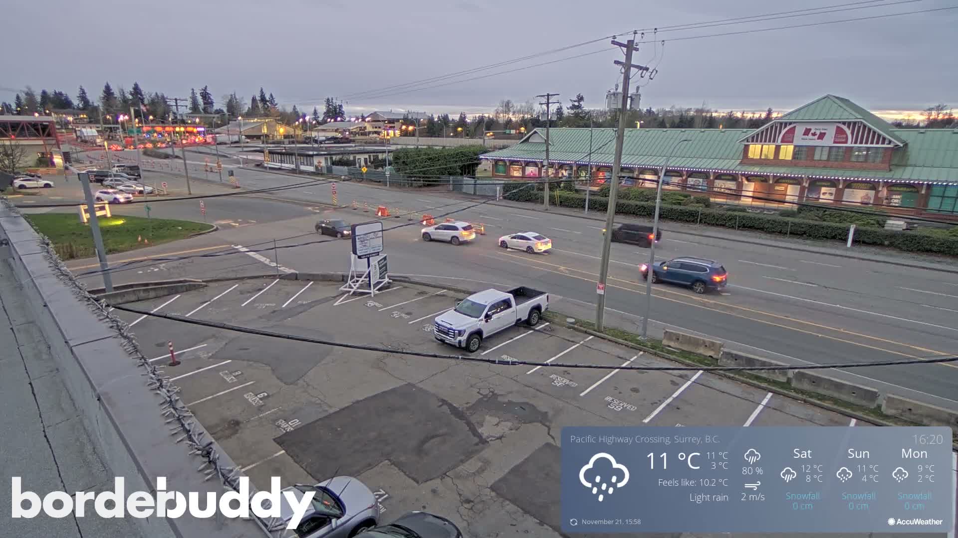 Surrey, Canada-USA  Border Canada Side Pasific Highway Crossing Check Toll Booth Live Cam - Douglas, Surrey, Metro Vancouver, British Columbia, Canada