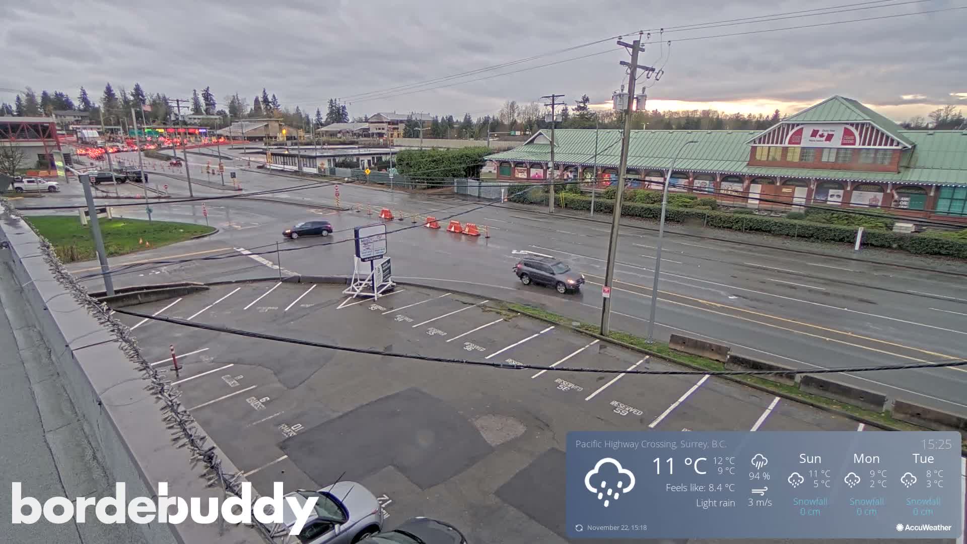 Surrey, Canada-USA  Border Canada Side Pasific Highway Crossing Check Toll Booth Live Cam - Douglas, Surrey, Metro Vancouver, British Columbia, Canada
