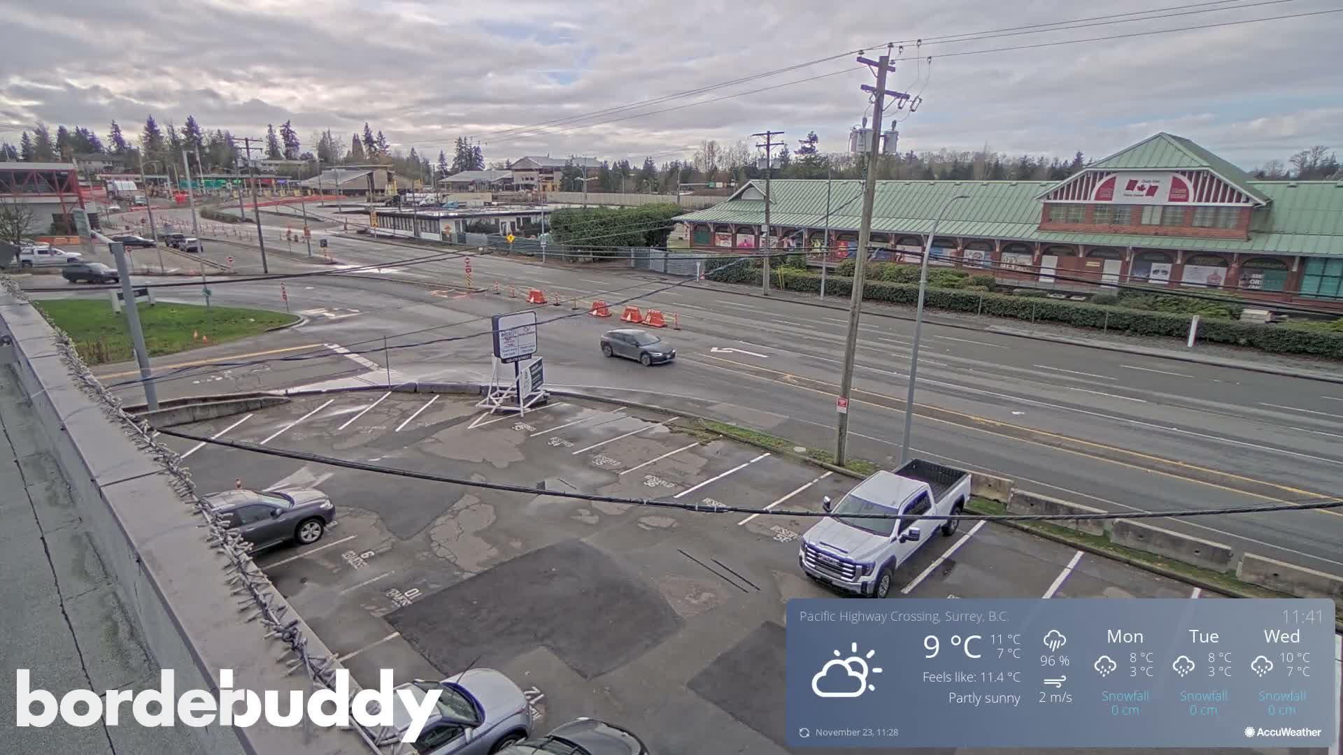 Surrey, Canada-USA  Border Canada Side Pasific Highway Crossing Check Toll Booth Live Cam - Douglas, Surrey, Metro Vancouver, British Columbia, Canada