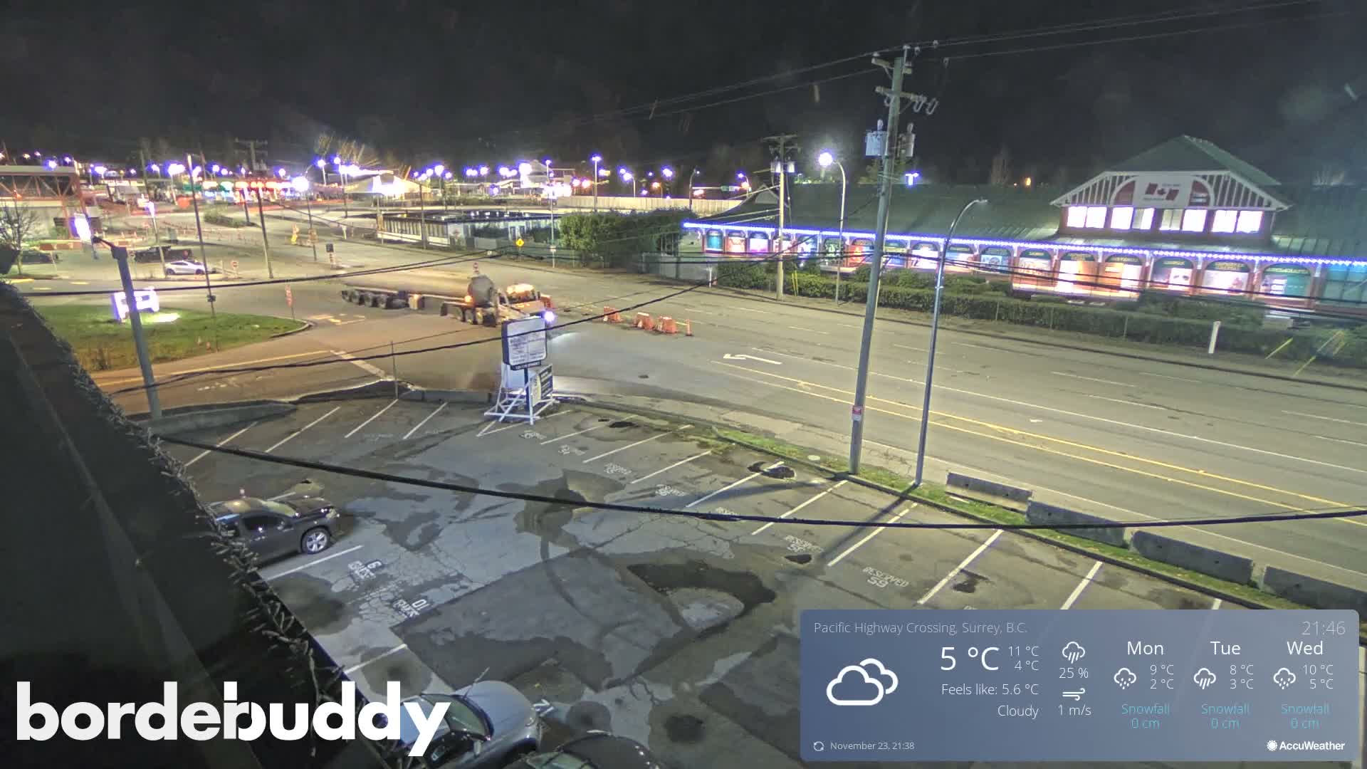 Surrey, Canada-USA  Border Canada Side Pasific Highway Crossing Check Toll Booth Live Cam - Douglas, Surrey, Metro Vancouver, British Columbia, Canada
