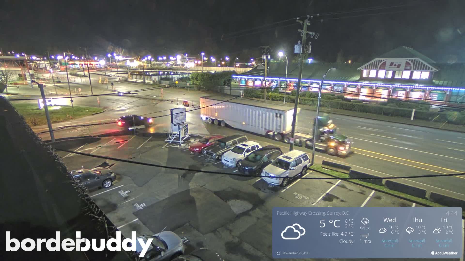 Surrey, Canada-USA  Border Canada Side Pasific Highway Crossing Check Toll Booth Live Cam - Douglas, Surrey, Metro Vancouver, British Columbia, Canada