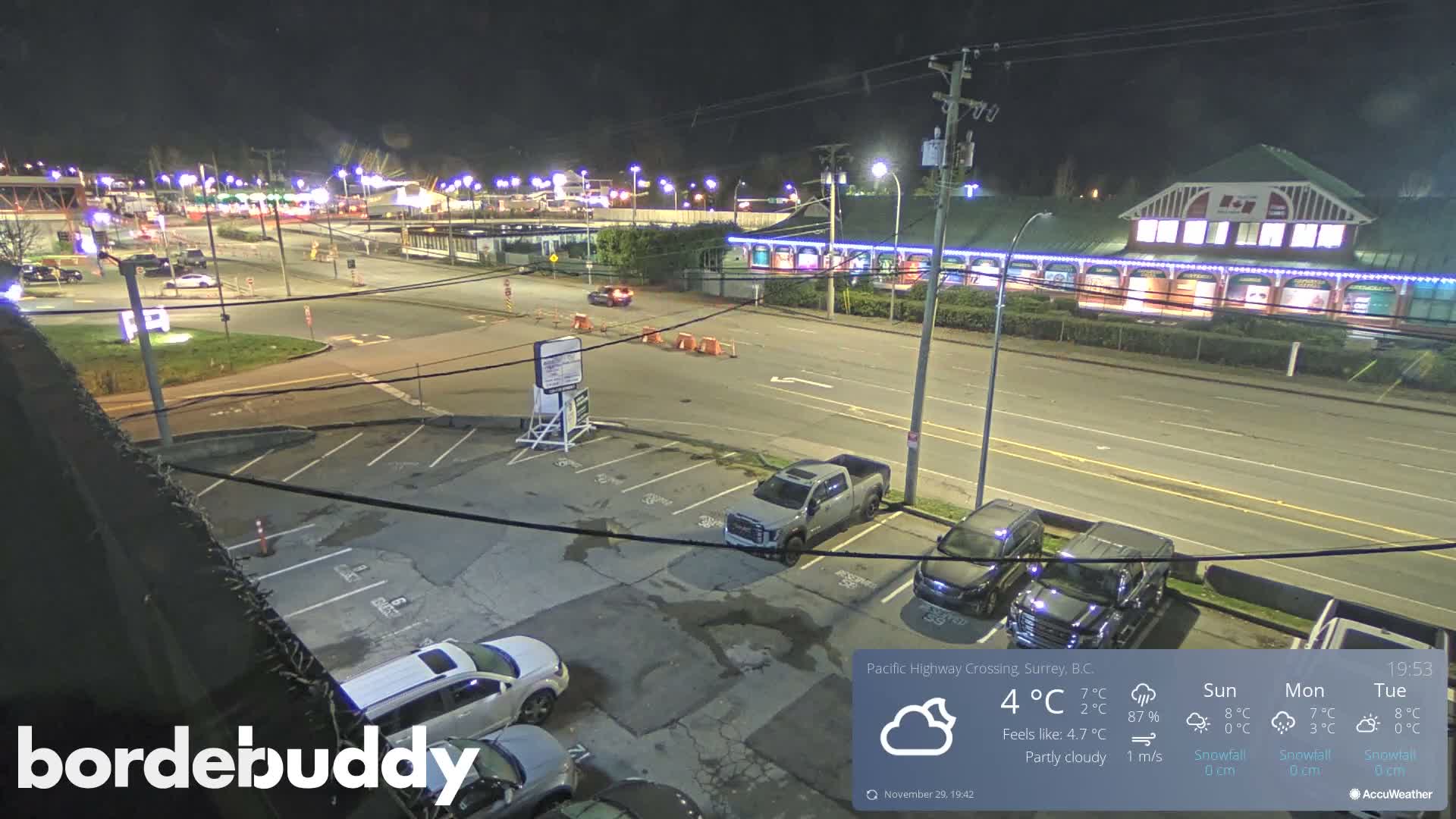 Surrey, Canada-USA  Border Canada Side Pasific Highway Crossing Check Toll Booth Live Cam - Douglas, Surrey, Metro Vancouver, British Columbia, Canada