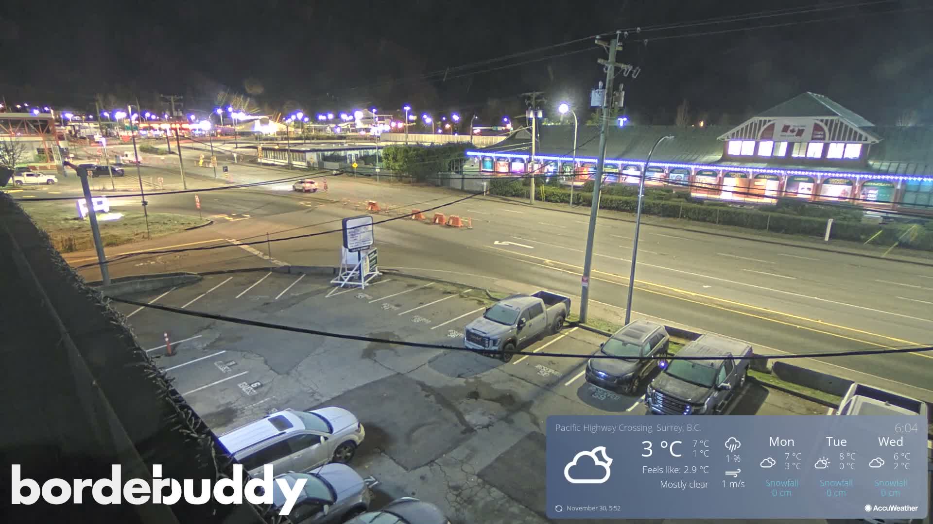 Surrey, Canada-USA  Border Canada Side Pasific Highway Crossing Check Toll Booth Live Cam - Douglas, Surrey, Metro Vancouver, British Columbia, Canada