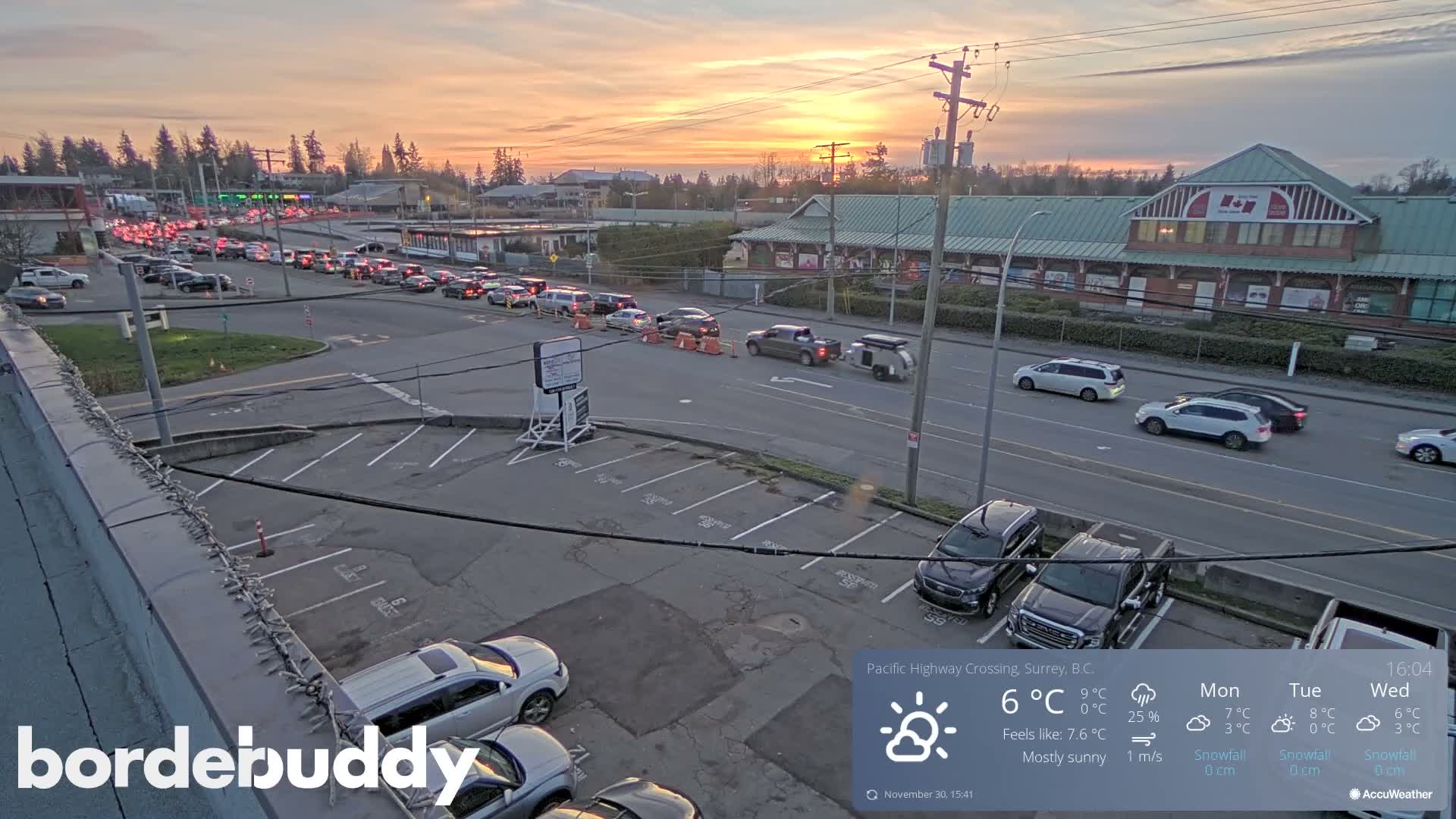 Surrey, Canada-USA  Border Canada Side Pasific Highway Crossing Check Toll Booth Live Cam - Douglas, Surrey, Metro Vancouver, British Columbia, Canada