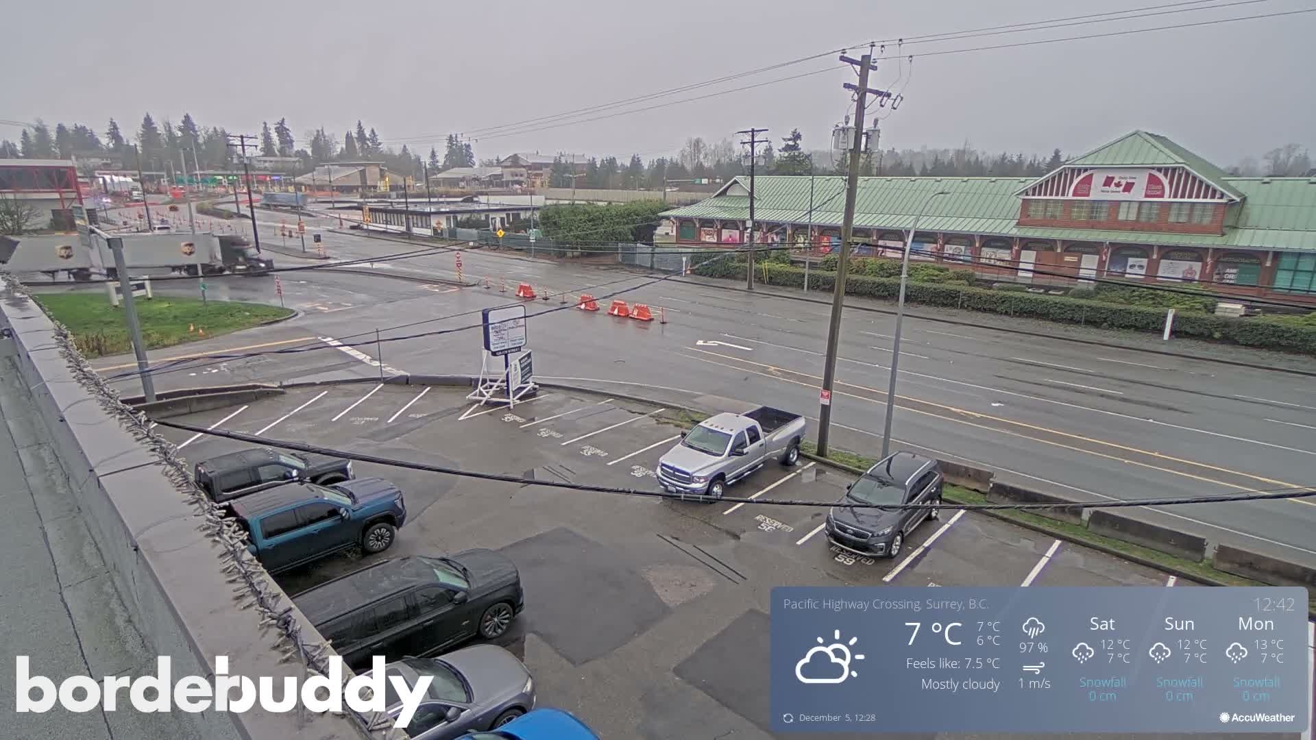 Surrey, Canada-USA  Border Canada Side Pasific Highway Crossing Check Toll Booth Live Cam - Douglas, Surrey, Metro Vancouver, British Columbia, Canada