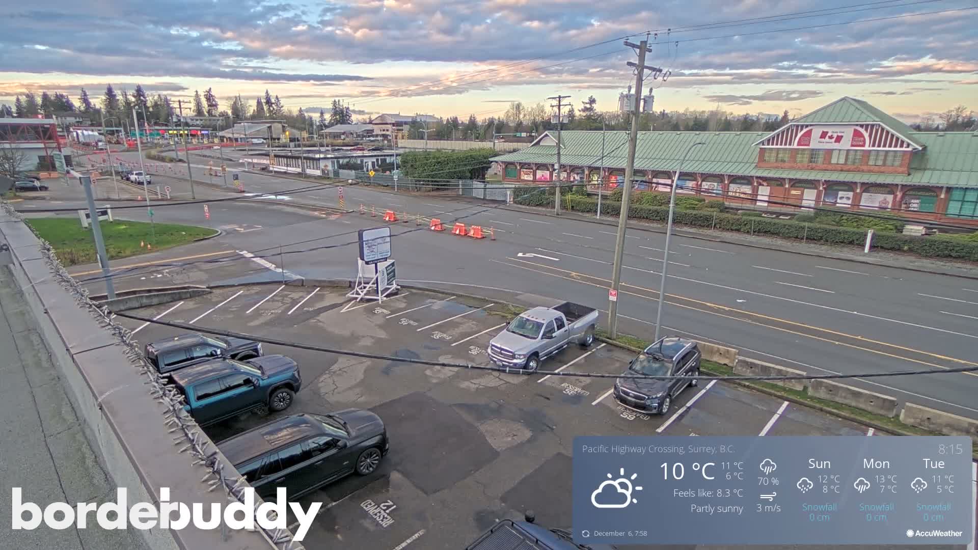 Surrey, Canada-USA  Border Canada Side Pasific Highway Crossing Check Toll Booth Live Cam - Douglas, Surrey, Metro Vancouver, British Columbia, Canada