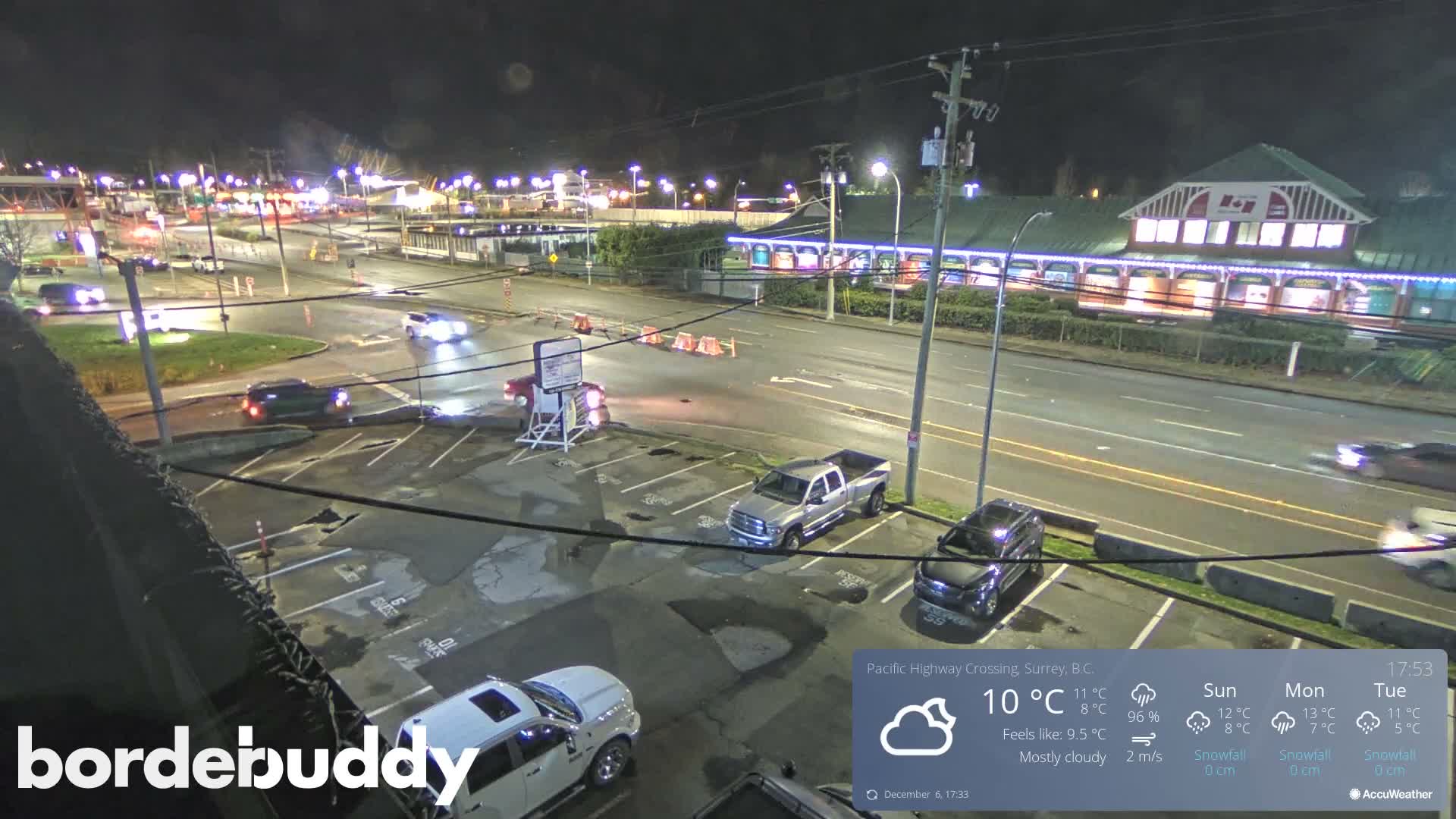 Surrey, Canada-USA  Border Canada Side Pasific Highway Crossing Check Toll Booth Live Cam - Douglas, Surrey, Metro Vancouver, British Columbia, Canada