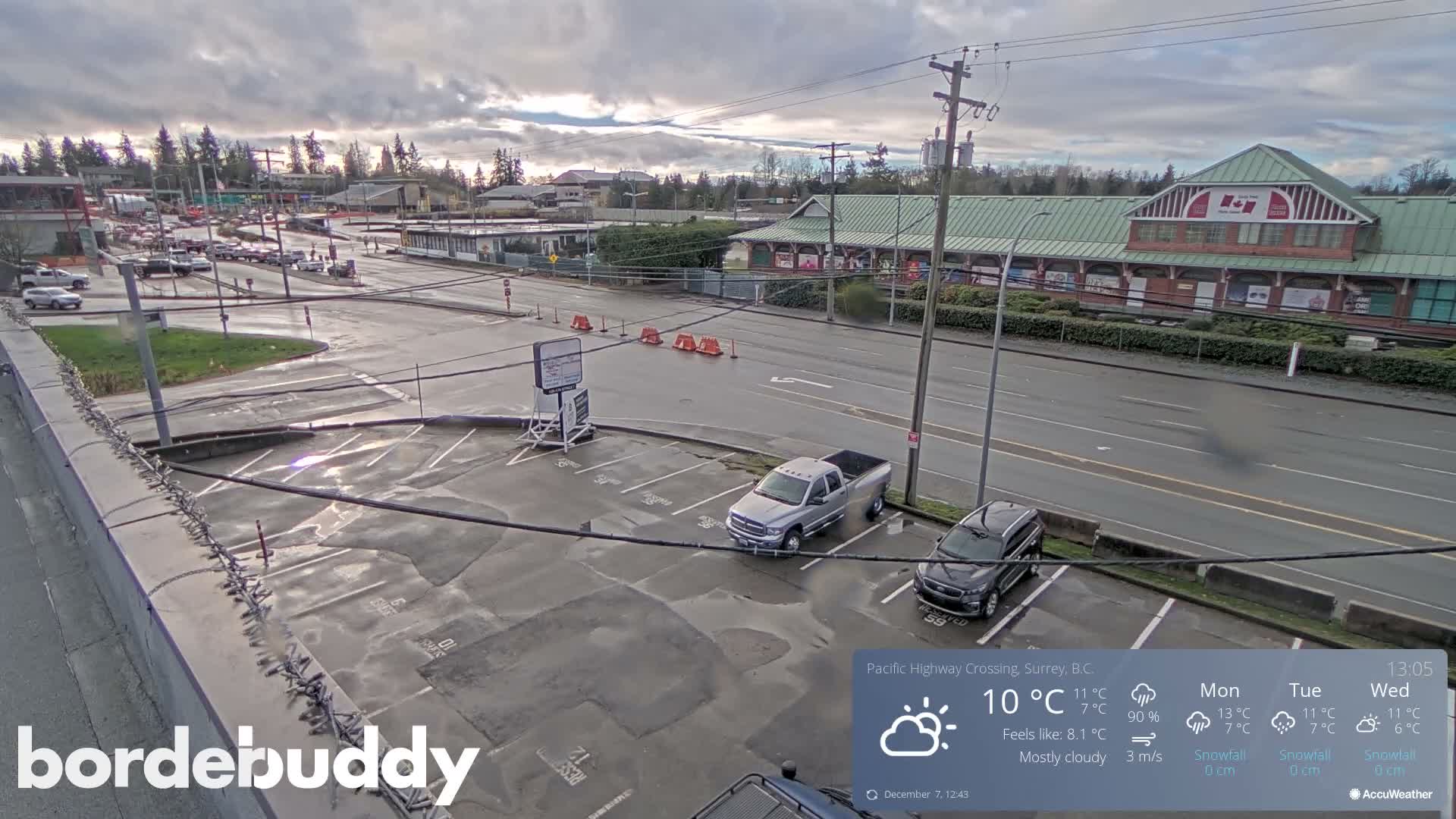 Surrey, Canada-USA  Border Canada Side Pasific Highway Crossing Check Toll Booth Live Cam - Douglas, Surrey, Metro Vancouver, British Columbia, Canada