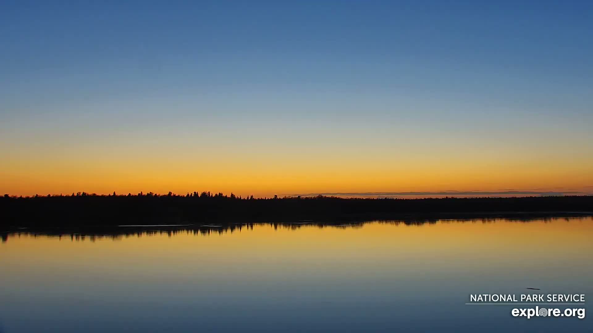 A frozen river stretches to a dark tree line under a pale, overcast sky.