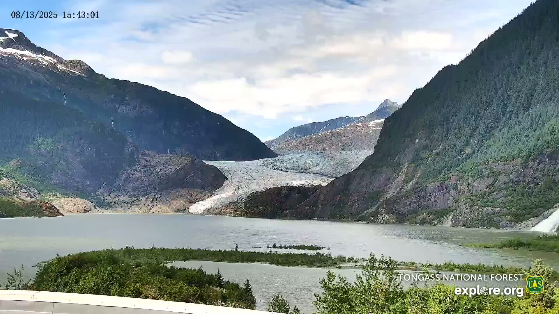 Mendenhall Glacier , Lake & Mountain Live Cam - Mendenhall Valley, Juneau, Alaska, USA