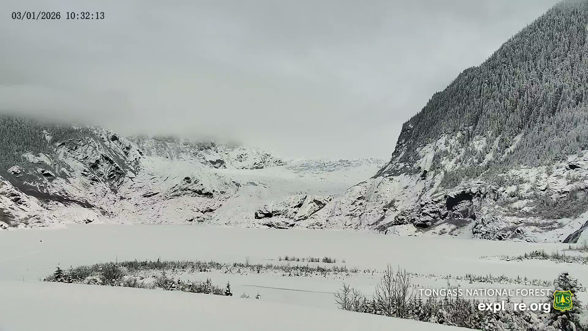 Mendenhall Glacier , Lake & Mountain Live Cam - Mendenhall Valley, Juneau, Alaska, USA