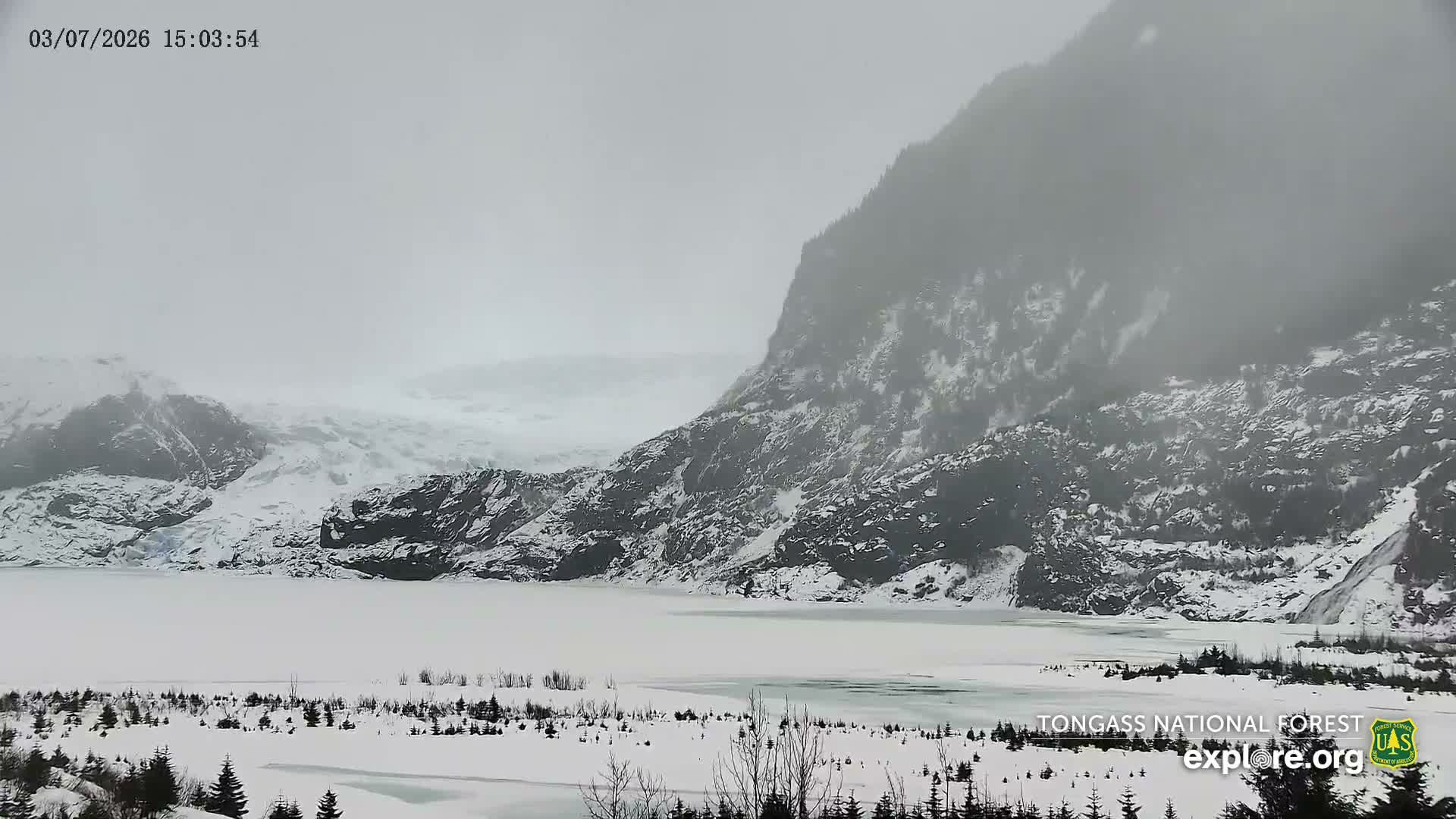 Mendenhall Glacier , Lake & Mountain Live Cam - Mendenhall Valley, Juneau, Alaska, USA