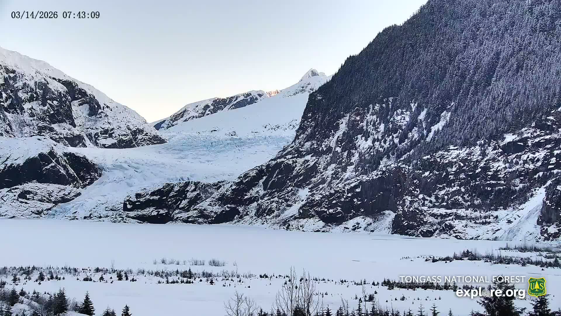 Mendenhall Glacier , Lake & Mountain Live Cam - Mendenhall Valley, Juneau, Alaska, USA