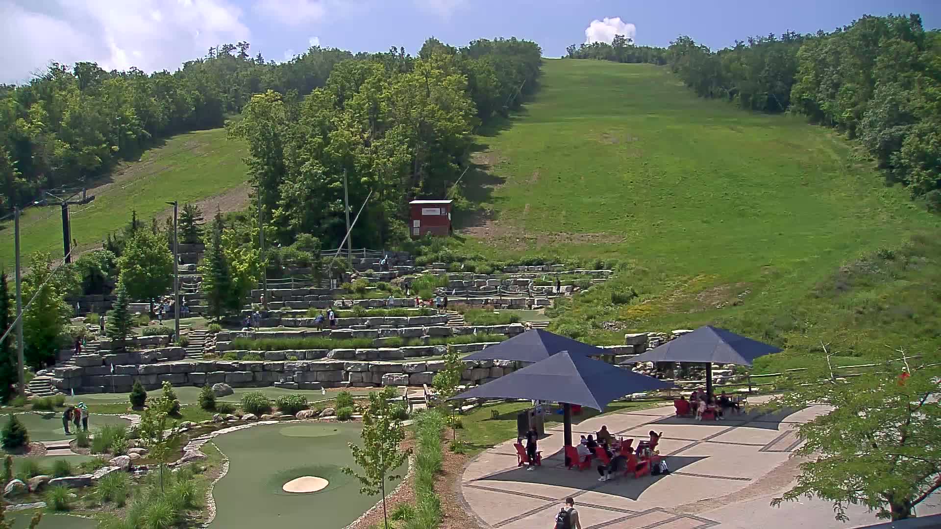 Blue Mountain Village Base Ski Slope and Ropeway Live Cam - Collingwood, Blue Mountains, Simcoe, Ontario, Canada