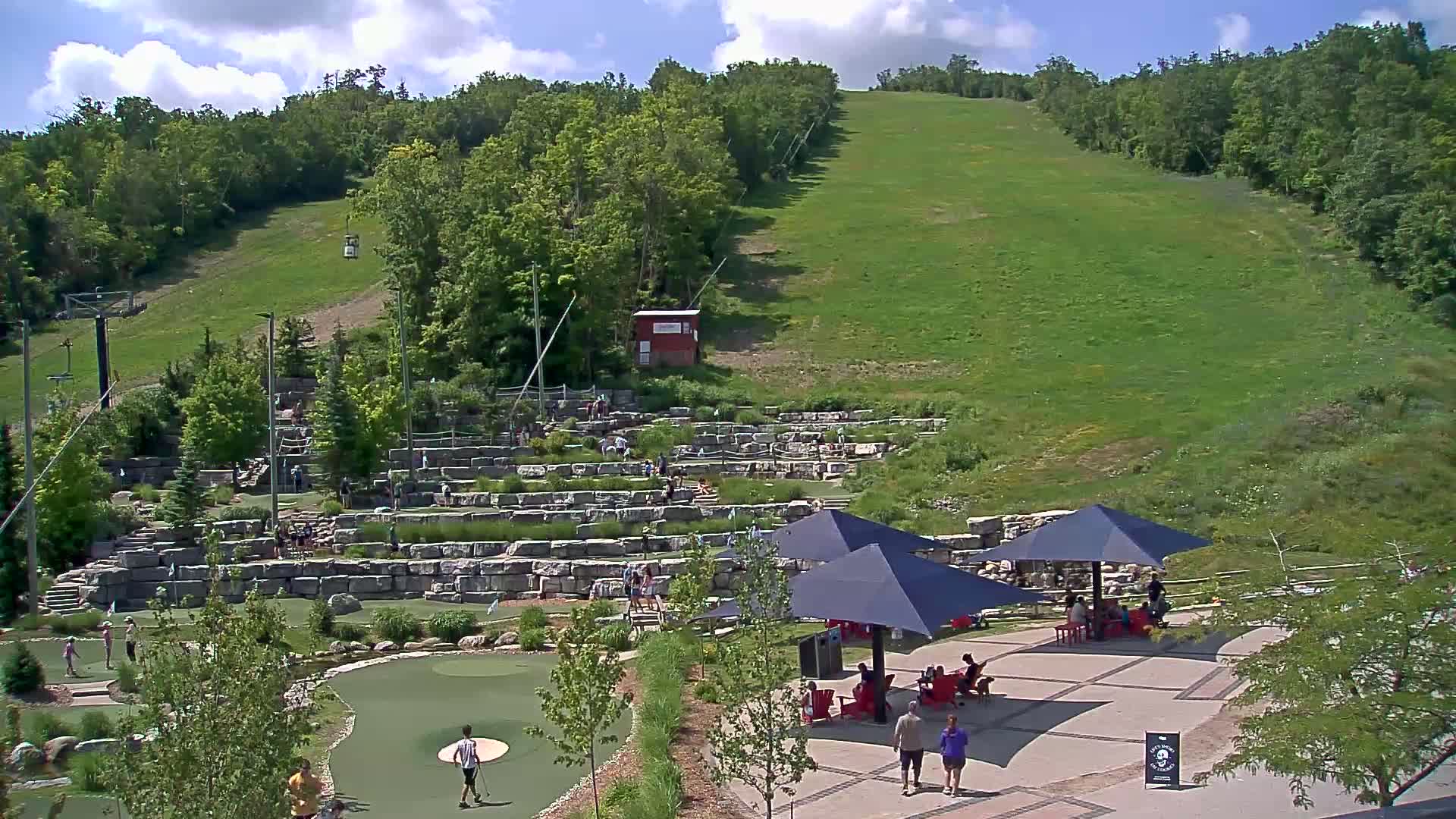Blue Mountain Village Base Ski Slope and Ropeway Live Cam - Collingwood, Blue Mountains, Simcoe, Ontario, Canada