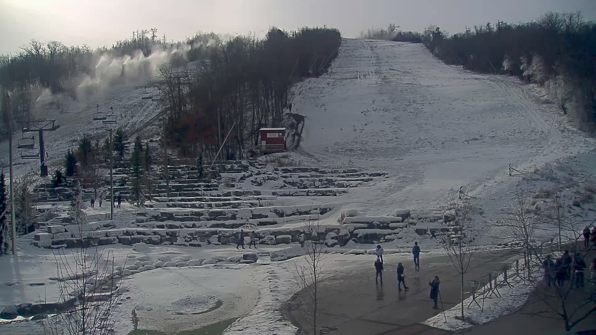 Blue Mountain Village Base Ski Slope and Ropeway Live Cam - Collingwood, Blue Mountains, Simcoe, Ontario, Canada