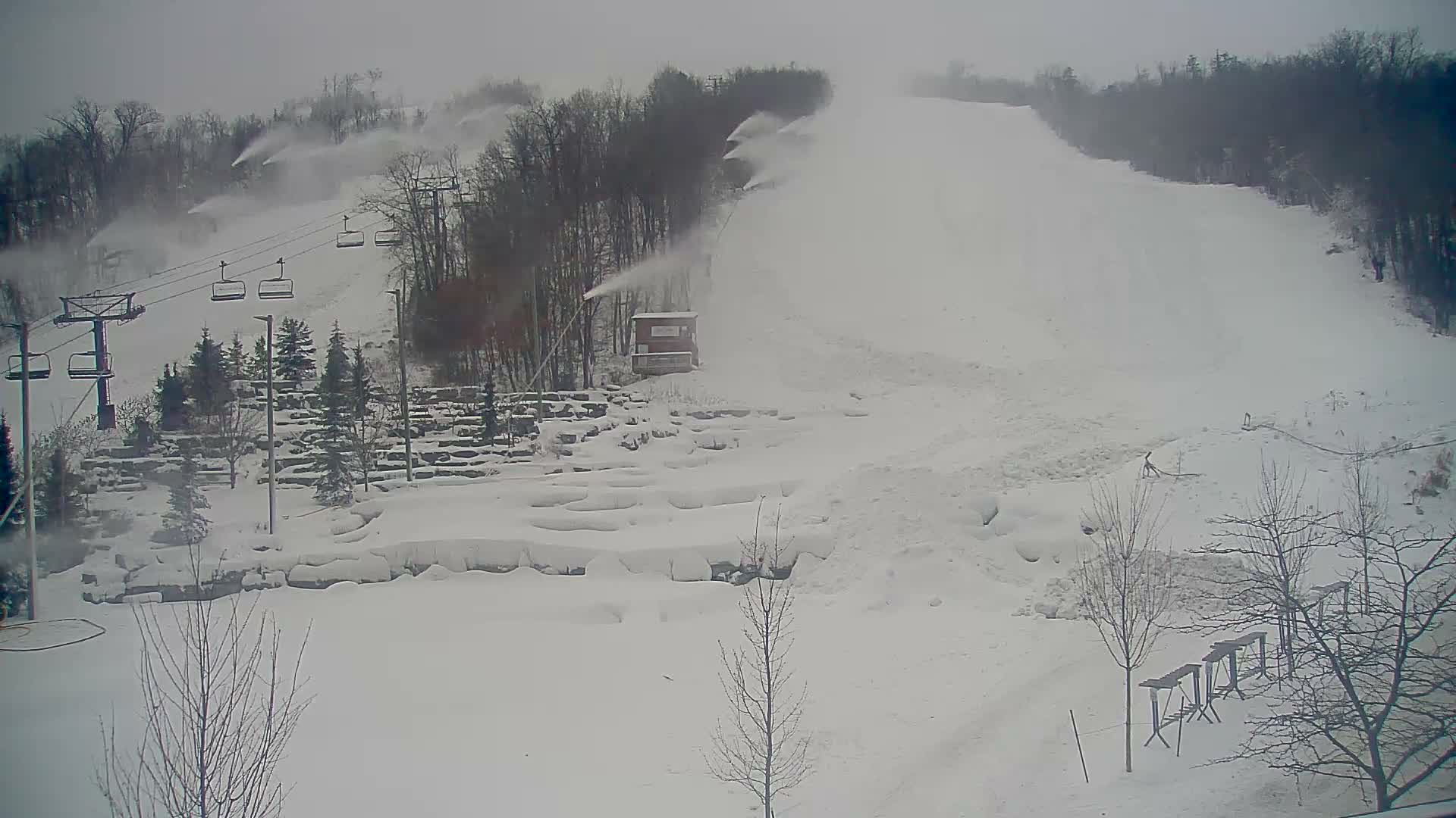 Blue Mountain Village Base Ski Slope and Ropeway Live Cam - Collingwood, Blue Mountains, Simcoe, Ontario, Canada